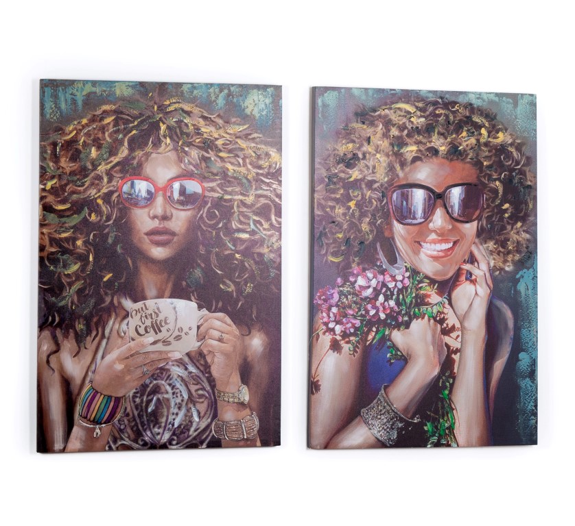 LIENZOS 60X90 CHICAS CON TAZA CAFE