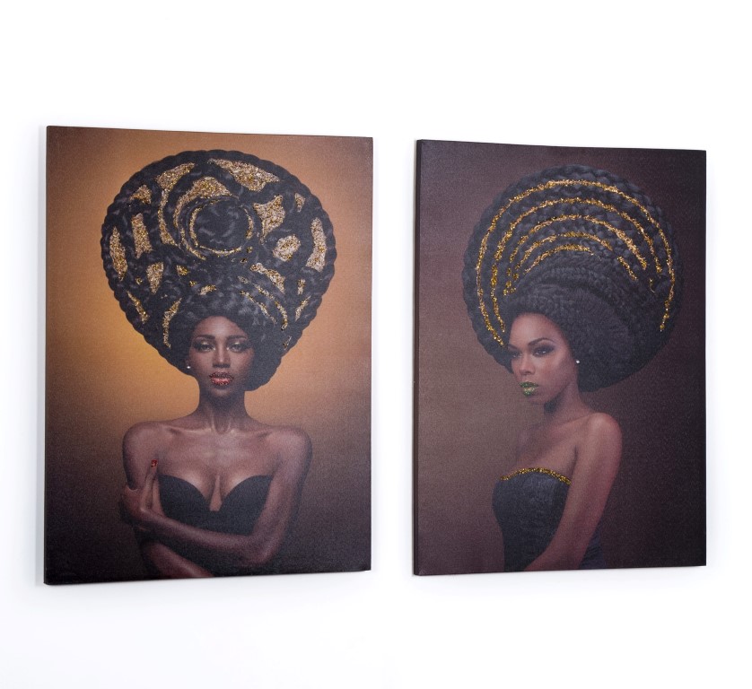 LIENZO 60X80CM AFRICANAS PELO CON PU.
