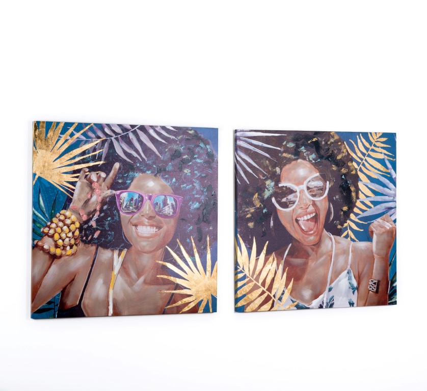 CHICA AFRICANA 80X80CM CON GAFAS