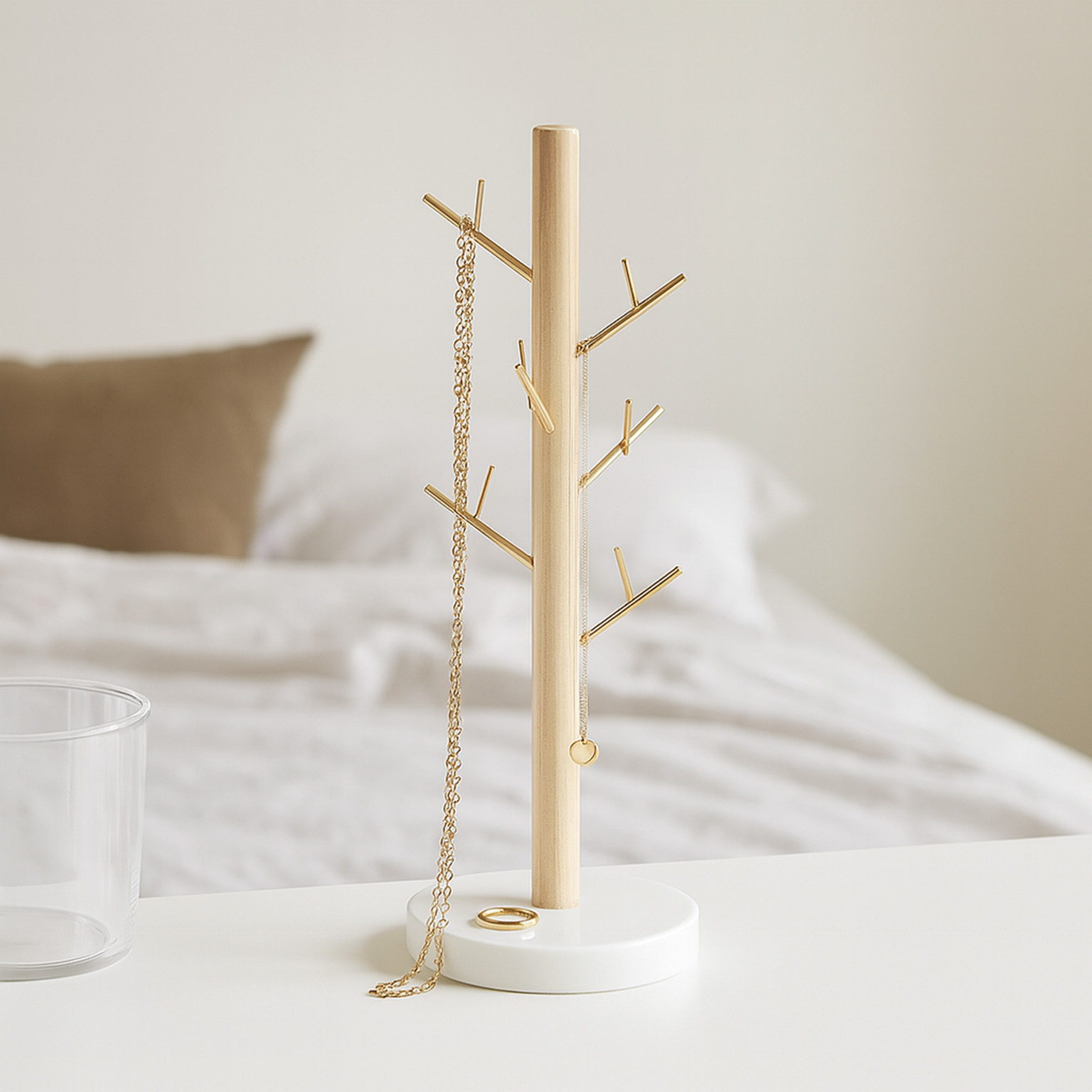 JOYERO METALICO DORADO CON FORMA DE ARBOL 10X27CM 2
