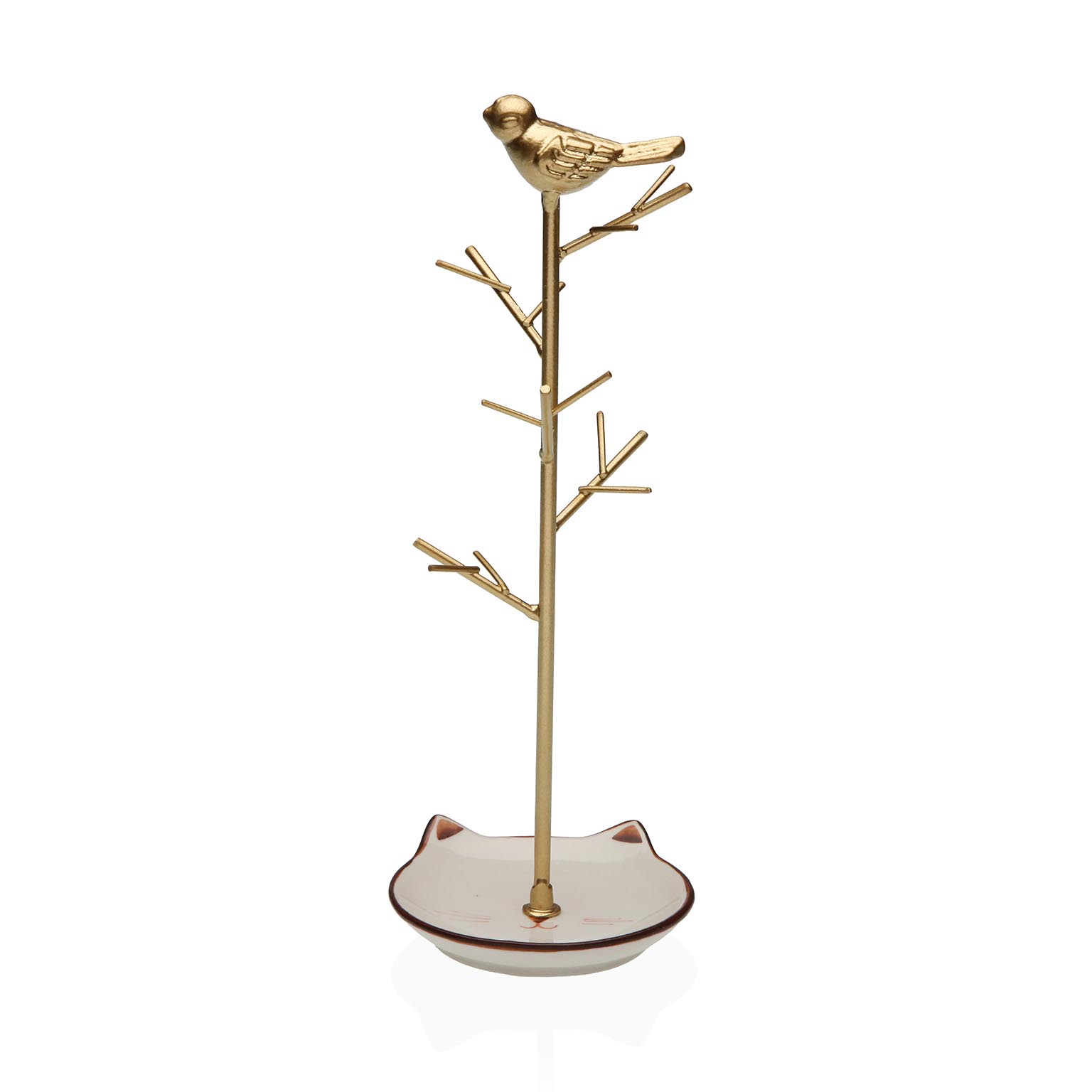 COLGADOR JOYAS DORADO CON PAJARO 8X8,5X22CM