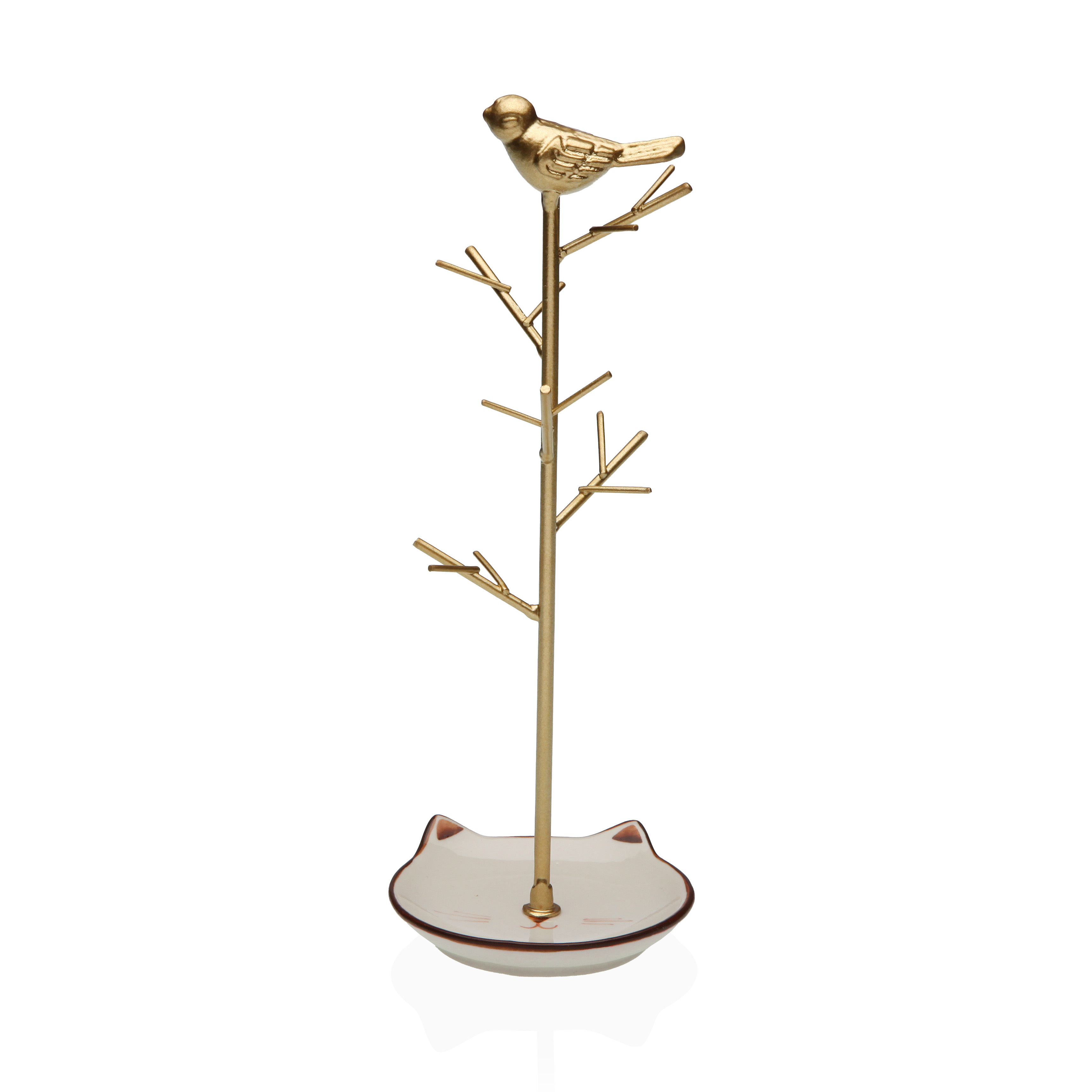 COLGADOR JOYAS DORADO CON PAJARO 8X8,5X22CM 2