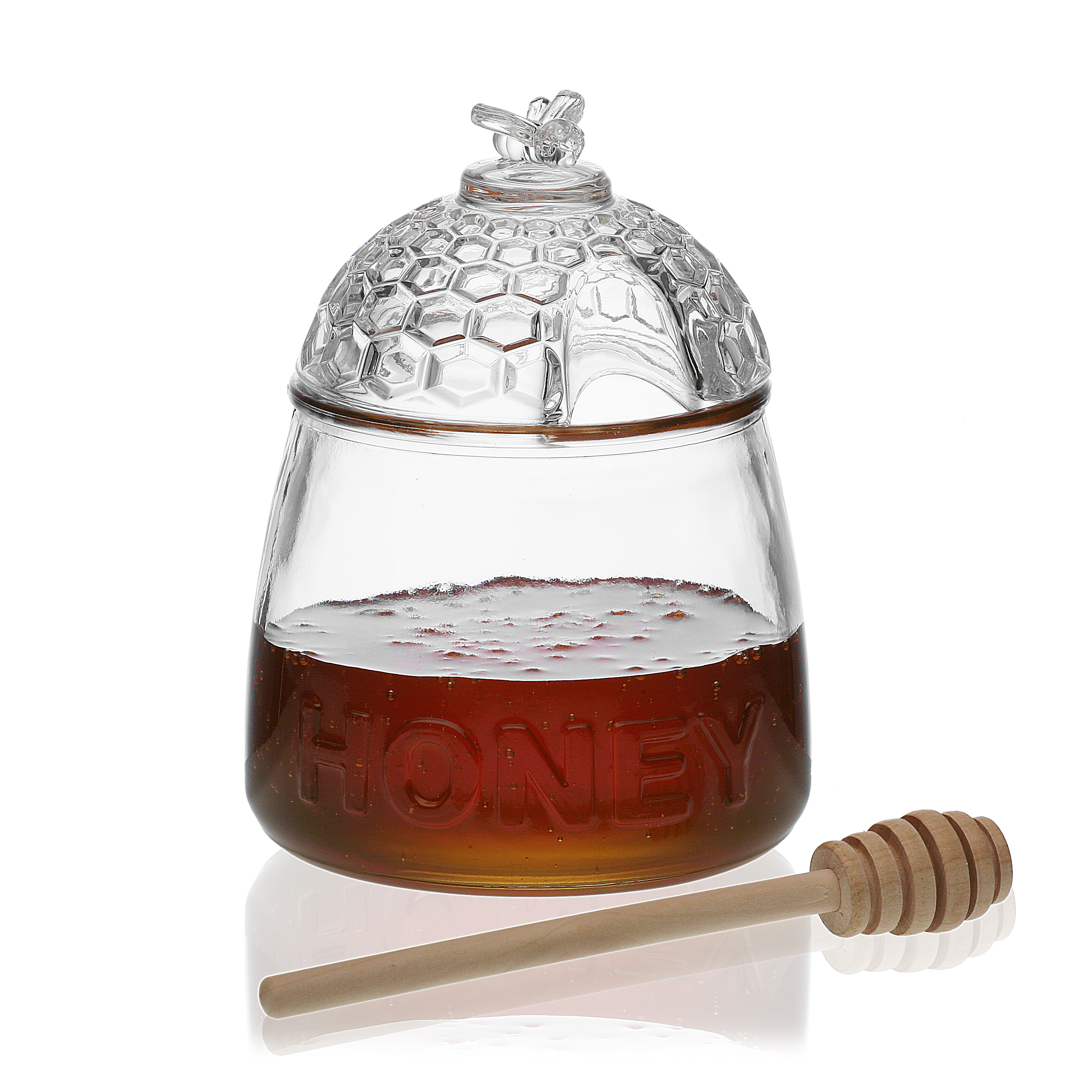 MIELERA CON TAPA Y CAZO 10.5X10.5X14.5CM 3