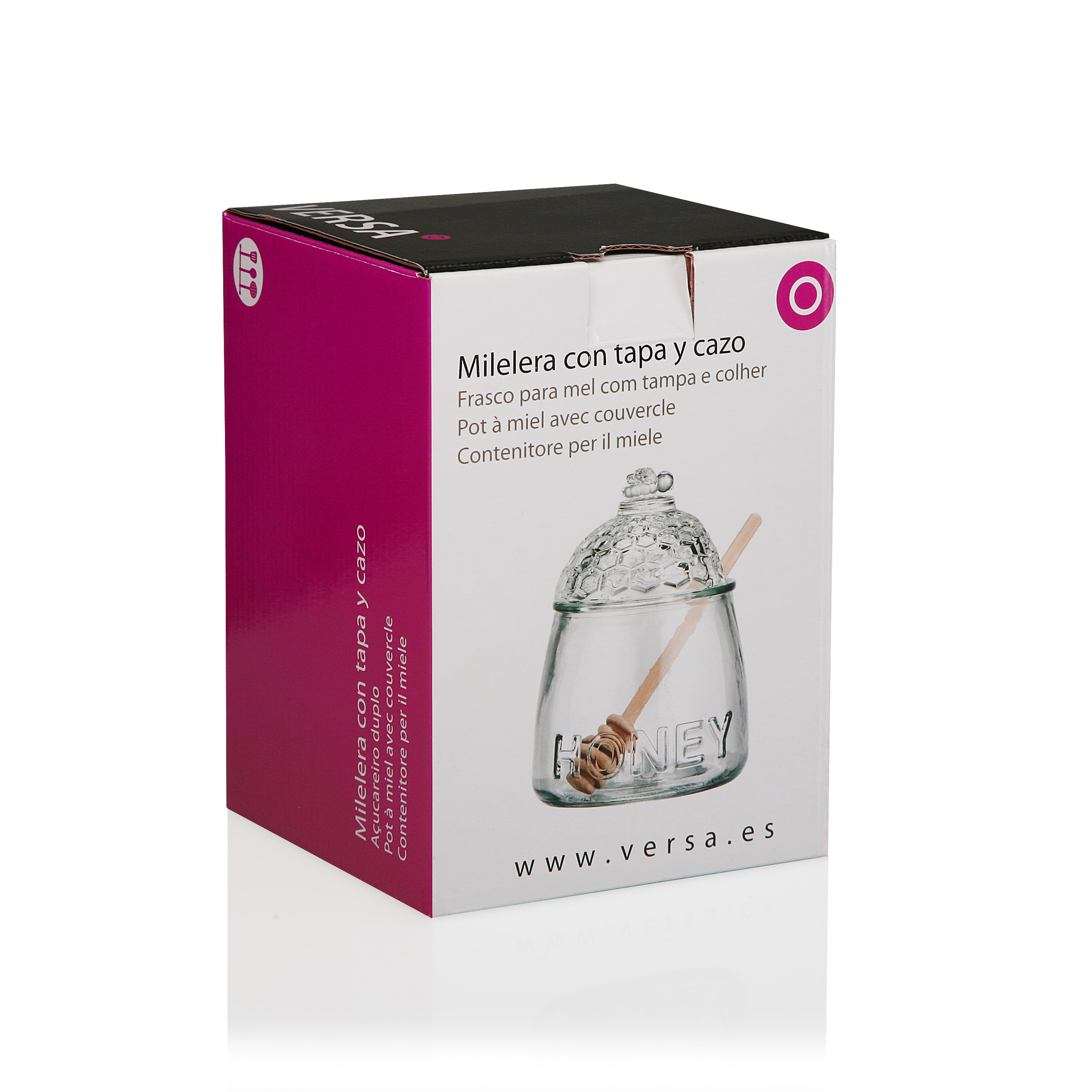 MIELERA CON TAPA Y CAZO 10.5X10.5X14.5CM 2