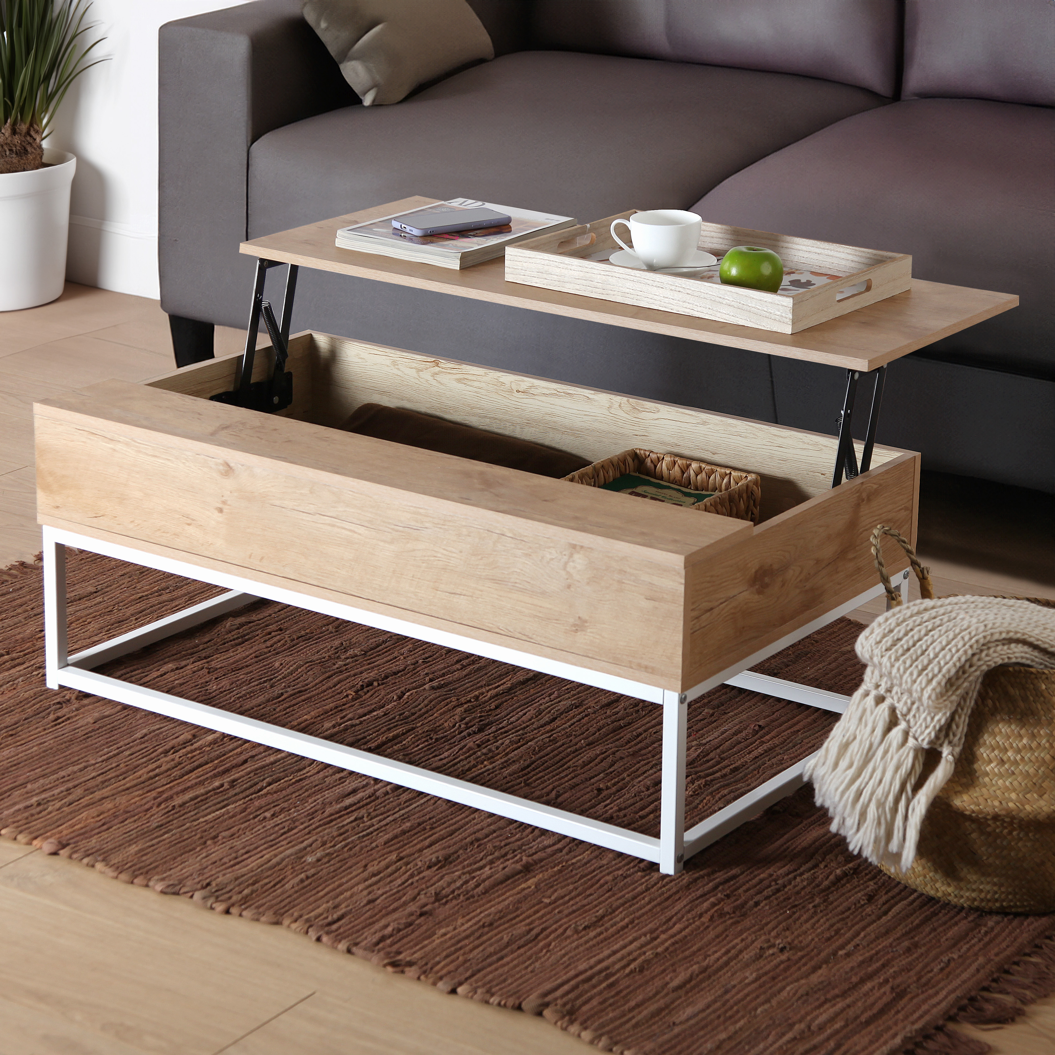 MESA DE CENTRO ELEVABLE CLARITA 100x55x40CM 2