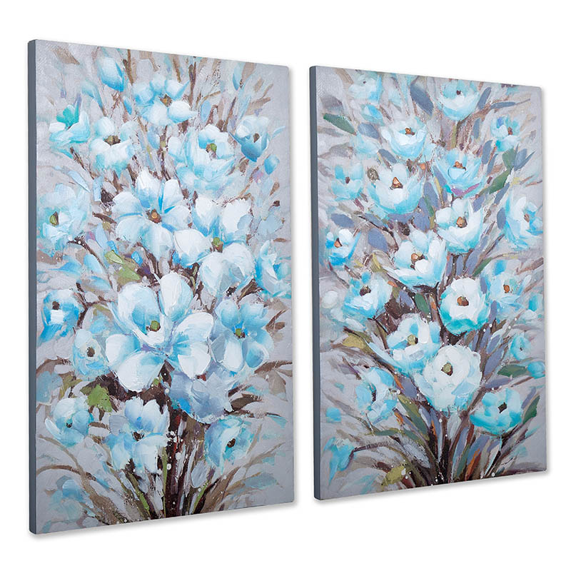 CUADRO 60X90CM FLORES AZULES