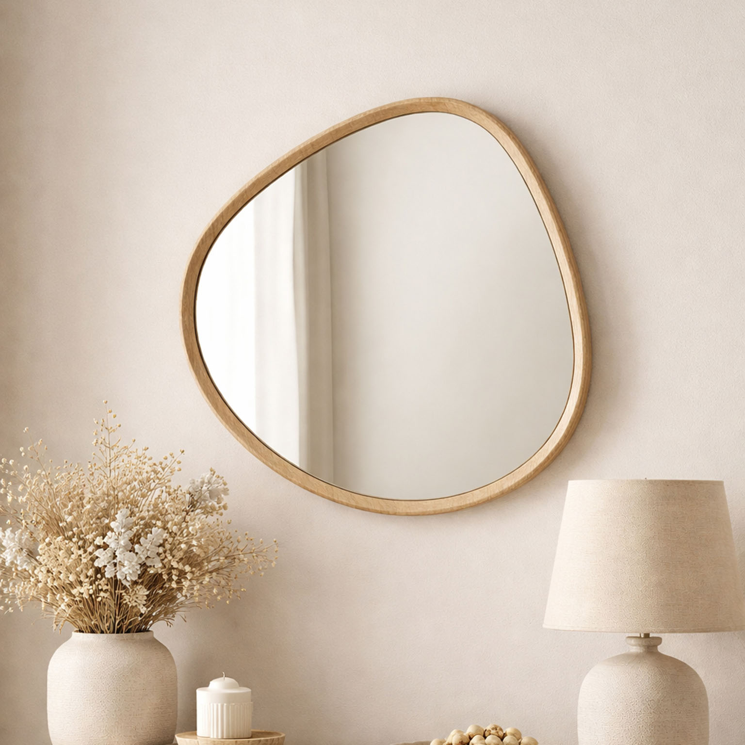 ESPEJO DE PARED MARRÓN CLARO 52CM 2