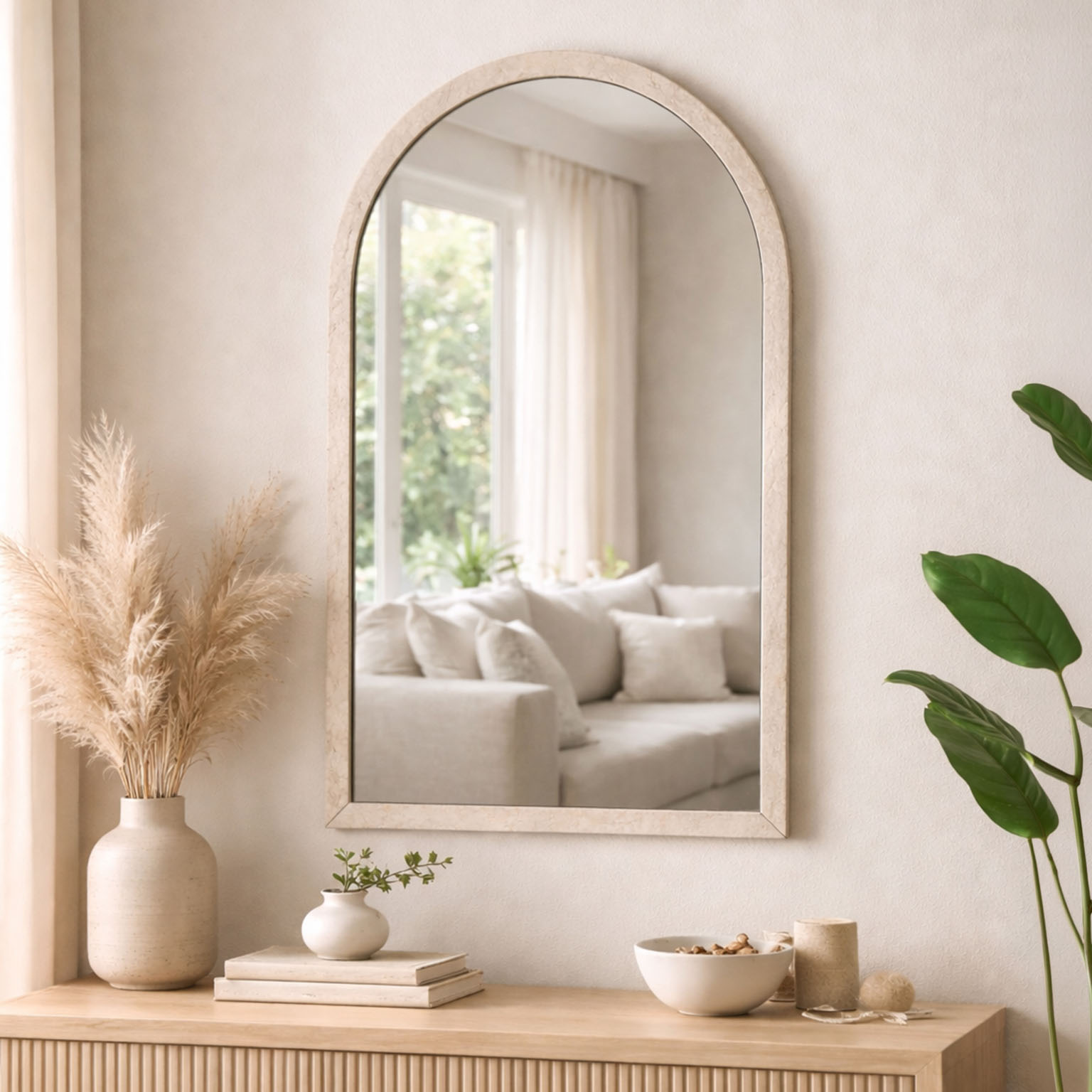 ESPEJO DE PARED BEIGE 50,5X3X92CM 3
