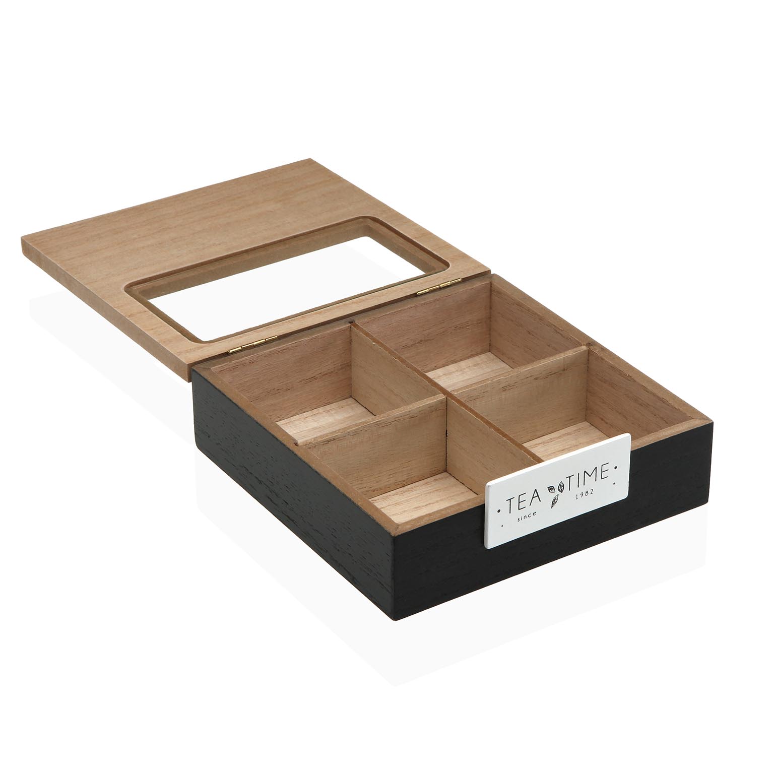 CAJA DE TE NEGRA 4 COMPARTIMENTOS 16X16X5CM 2