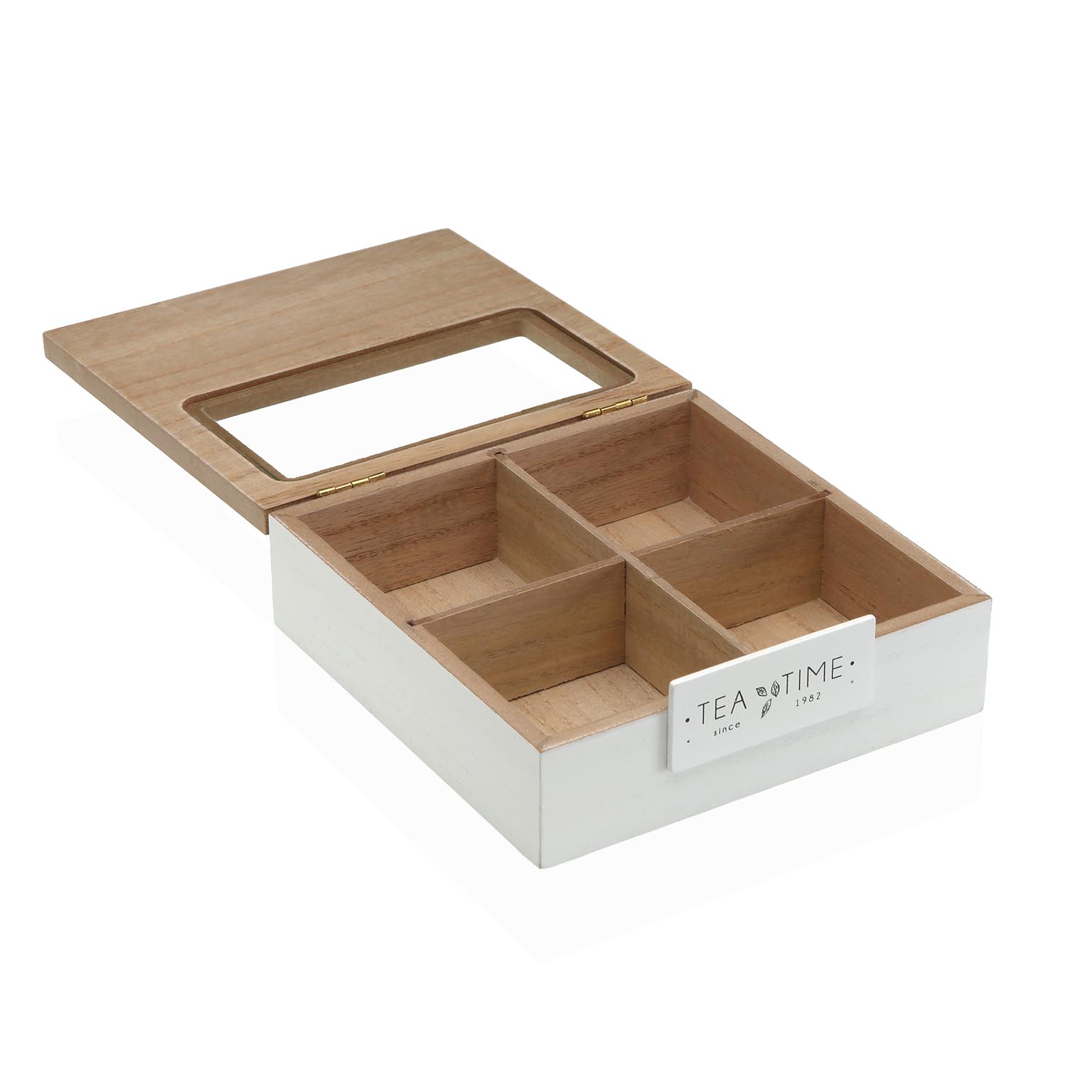 CAJA DE TE BLANCA 4 COMPARTIMENTOS 16X16X5CM 2