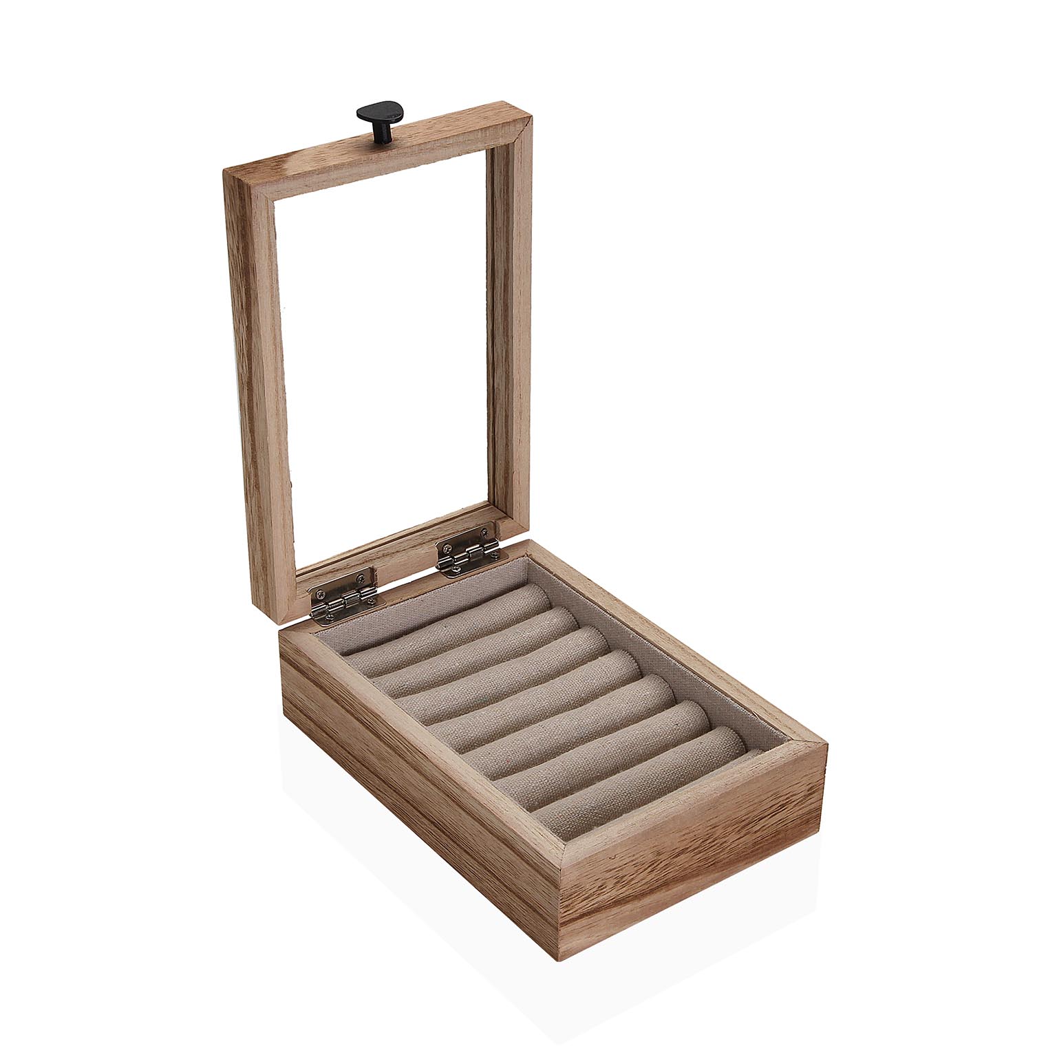 JOYERO MADERA CON TAPA DE CRISTAL 12X19X6CM 2