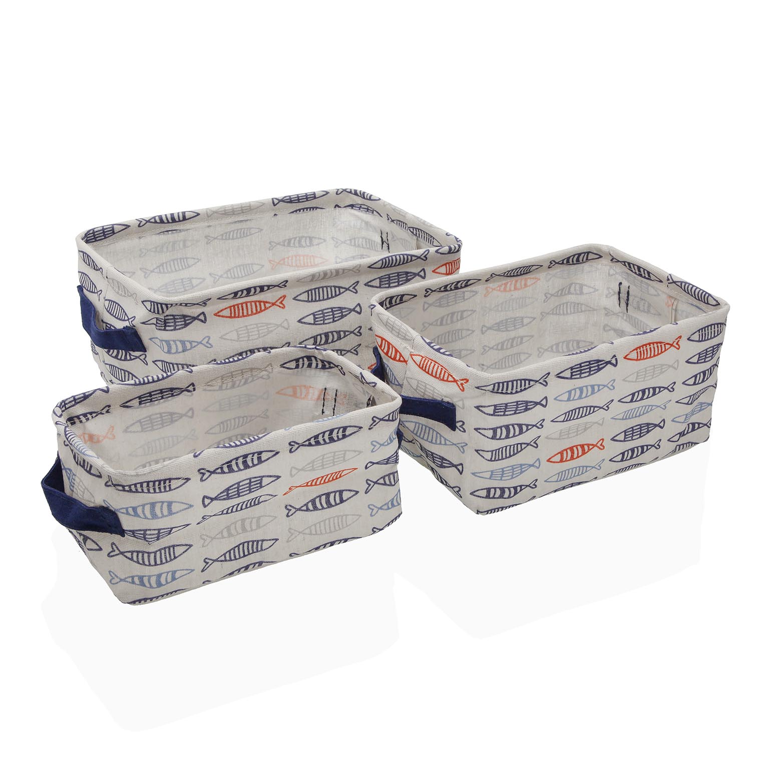 SET 3 CESTAS RECT. FISH 28X18X14CM