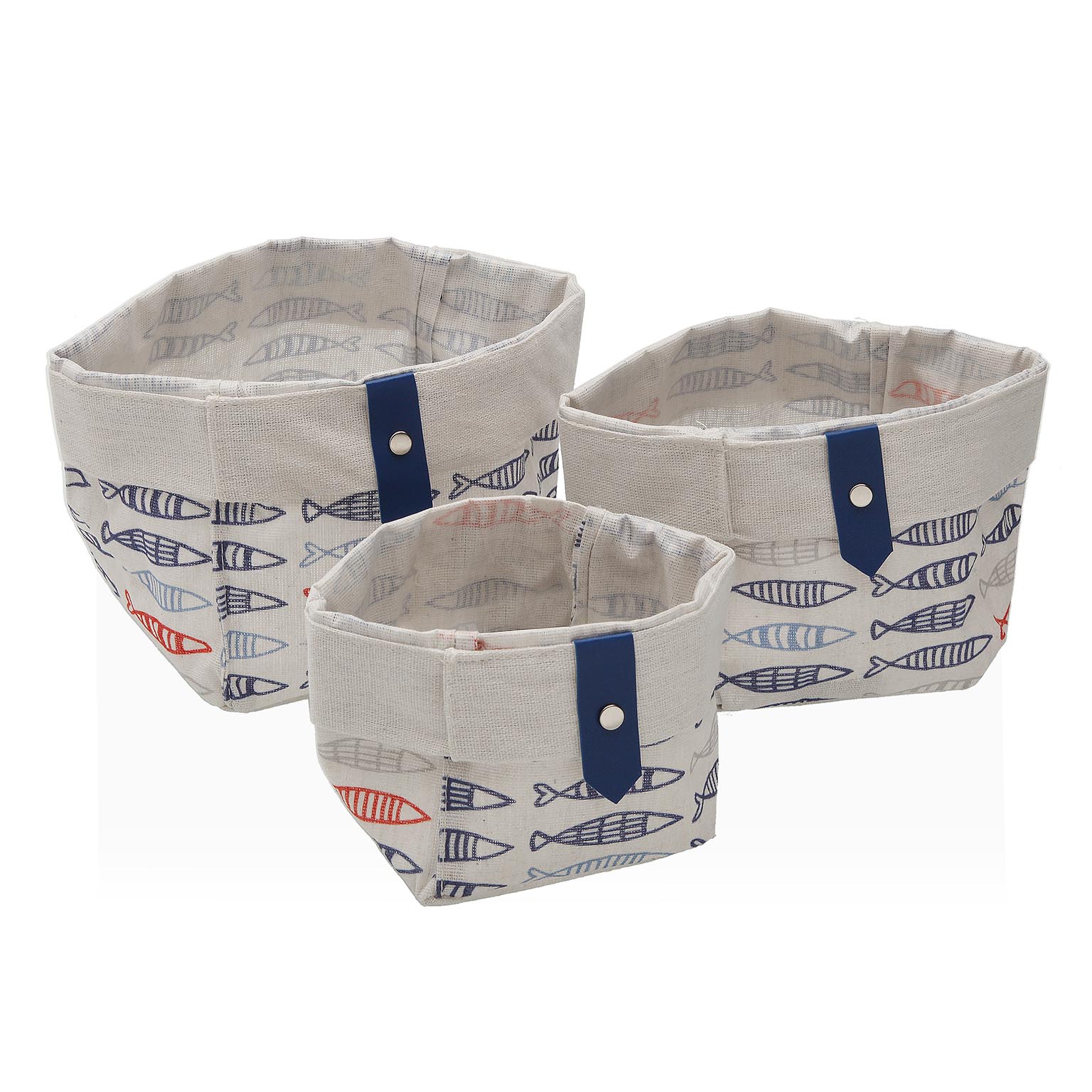 SET 3 CESTAS CUADR. FISH 14X14X14CM