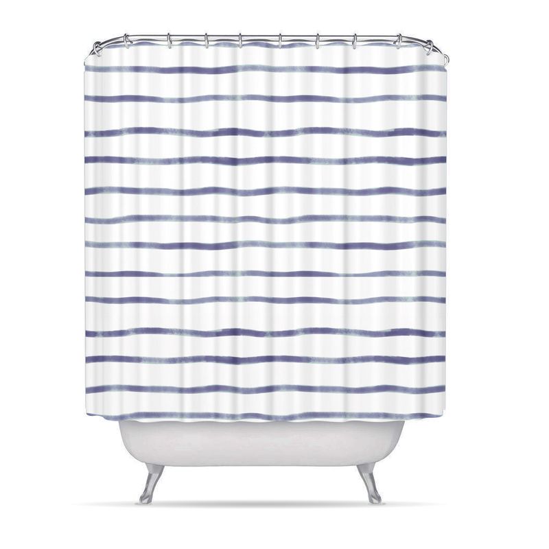 CORTINA BAÃ Â O POLIESTER RAYAS AZUL 180X1X200