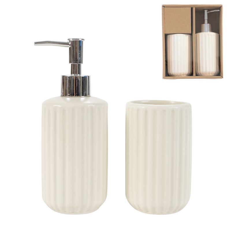 JUEGO DE BAÑO 2 PIEZAS NATURAL 6.8X6.8X17.8CM