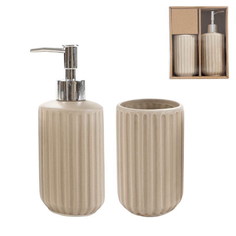 JUEGO DE BAÑO 2 PIEZAS TOPO 6.8X6.8X17.8CM