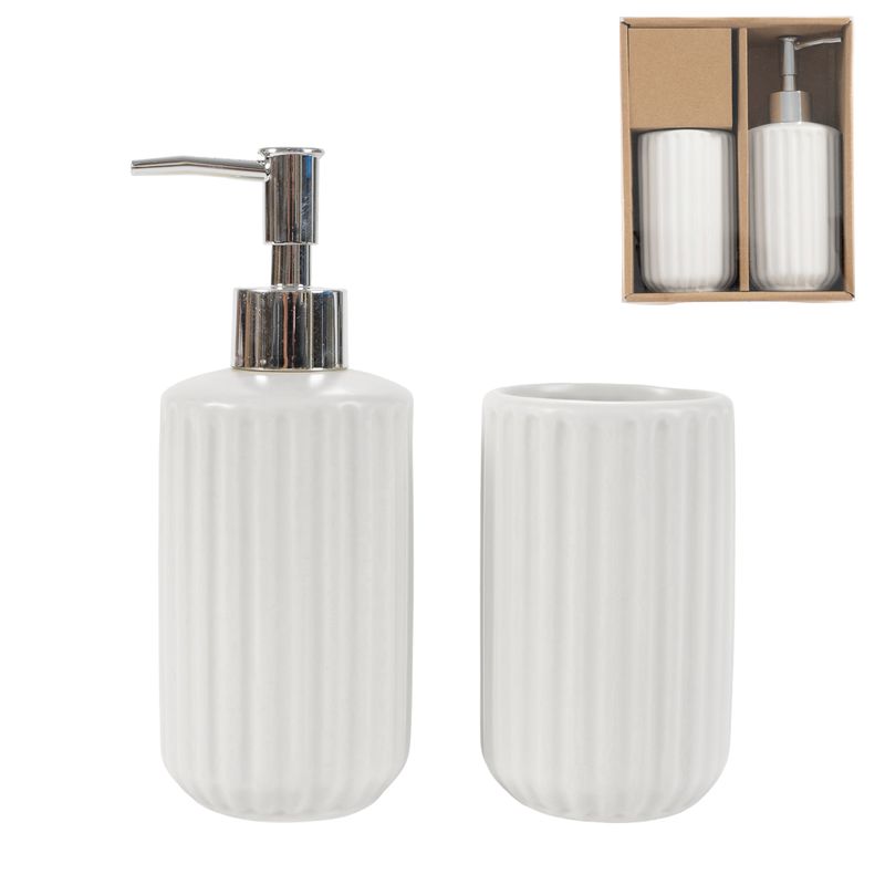 JUEGO DE BAÑO 2 PIEZAS BLANCO 6,8X6,8X17,8CM