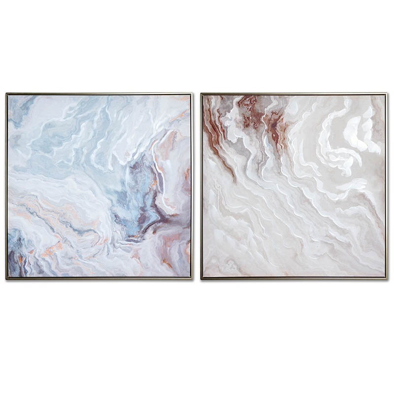 CUADRO 80X80CM MARCO MINERAL GRIS/VERDE