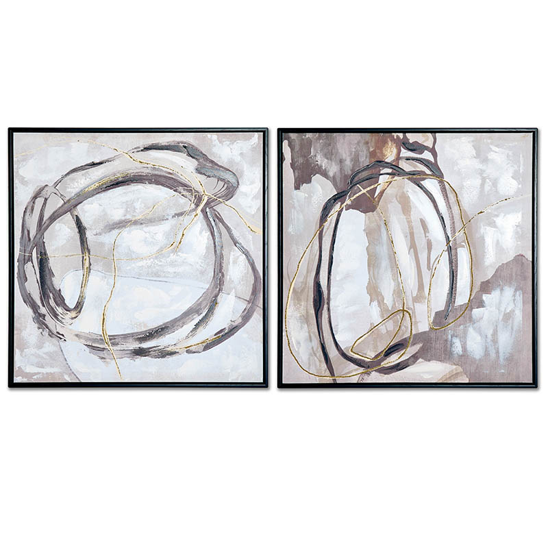 CUADRO 60X60CM MARCO NEG ABST CIRC NEGRO