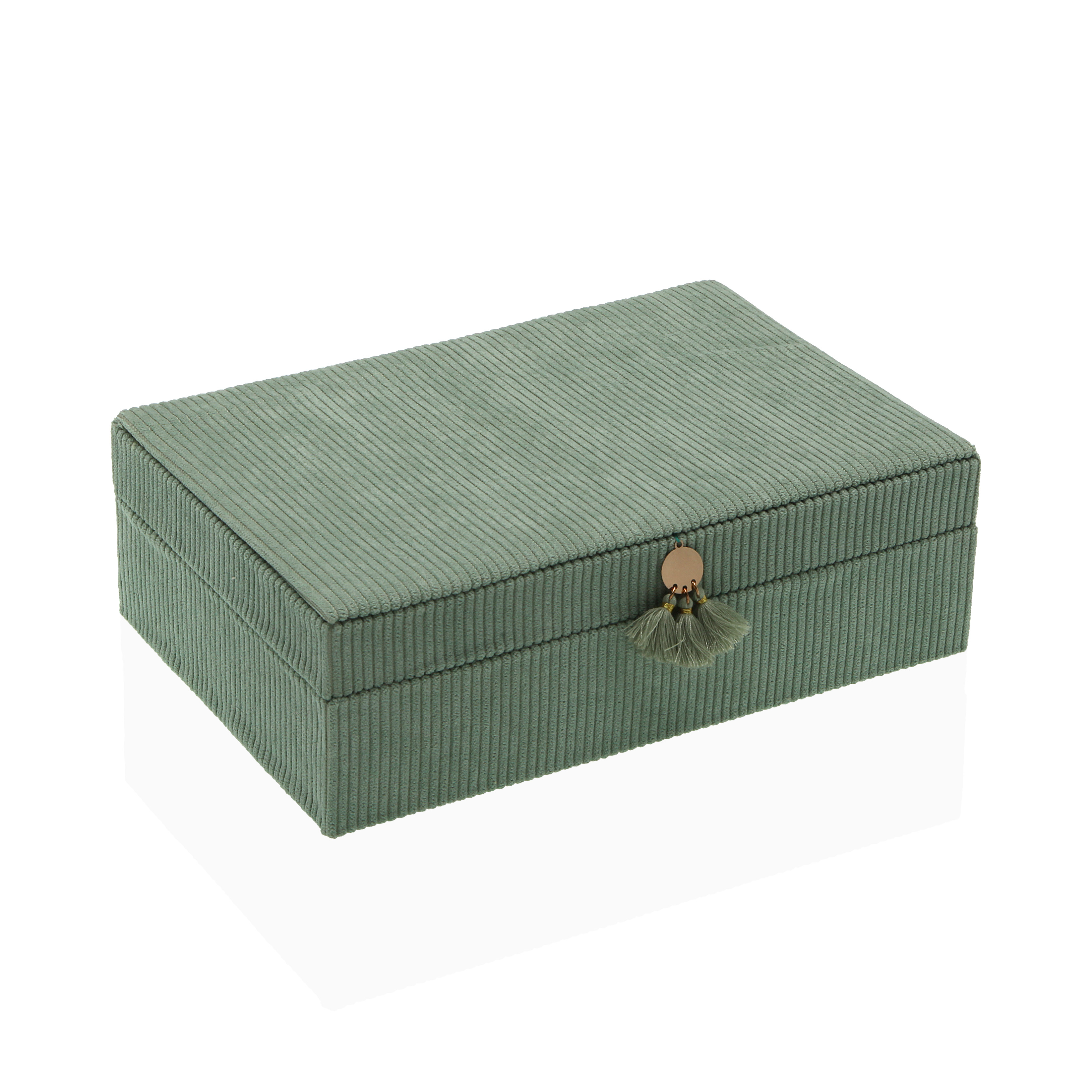 JOYERO DE PANA VERDE CON ESPEJO 25X16X7.8CM 2