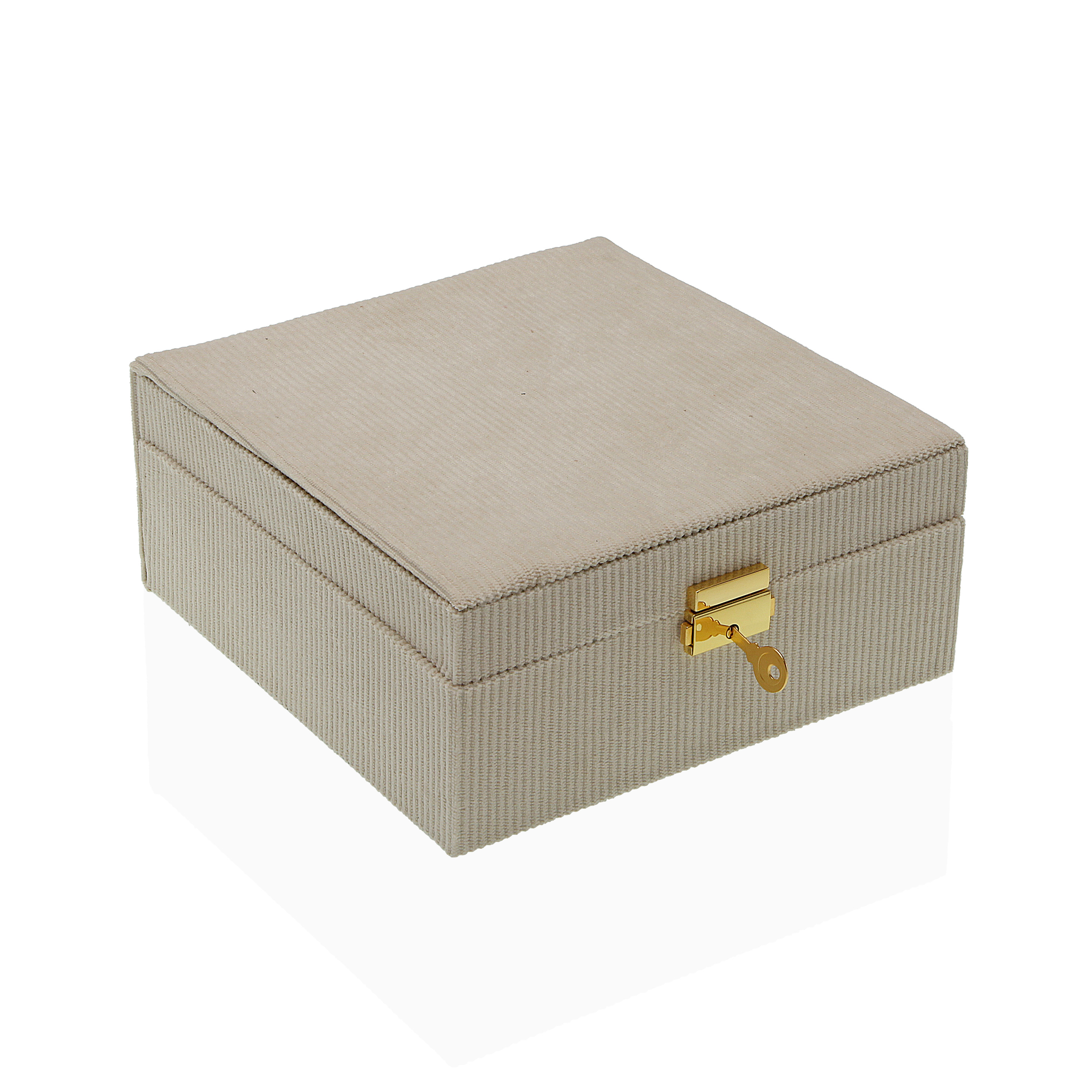JOYERO DE PANA BEIGE 21.5X21.5X9CM 2