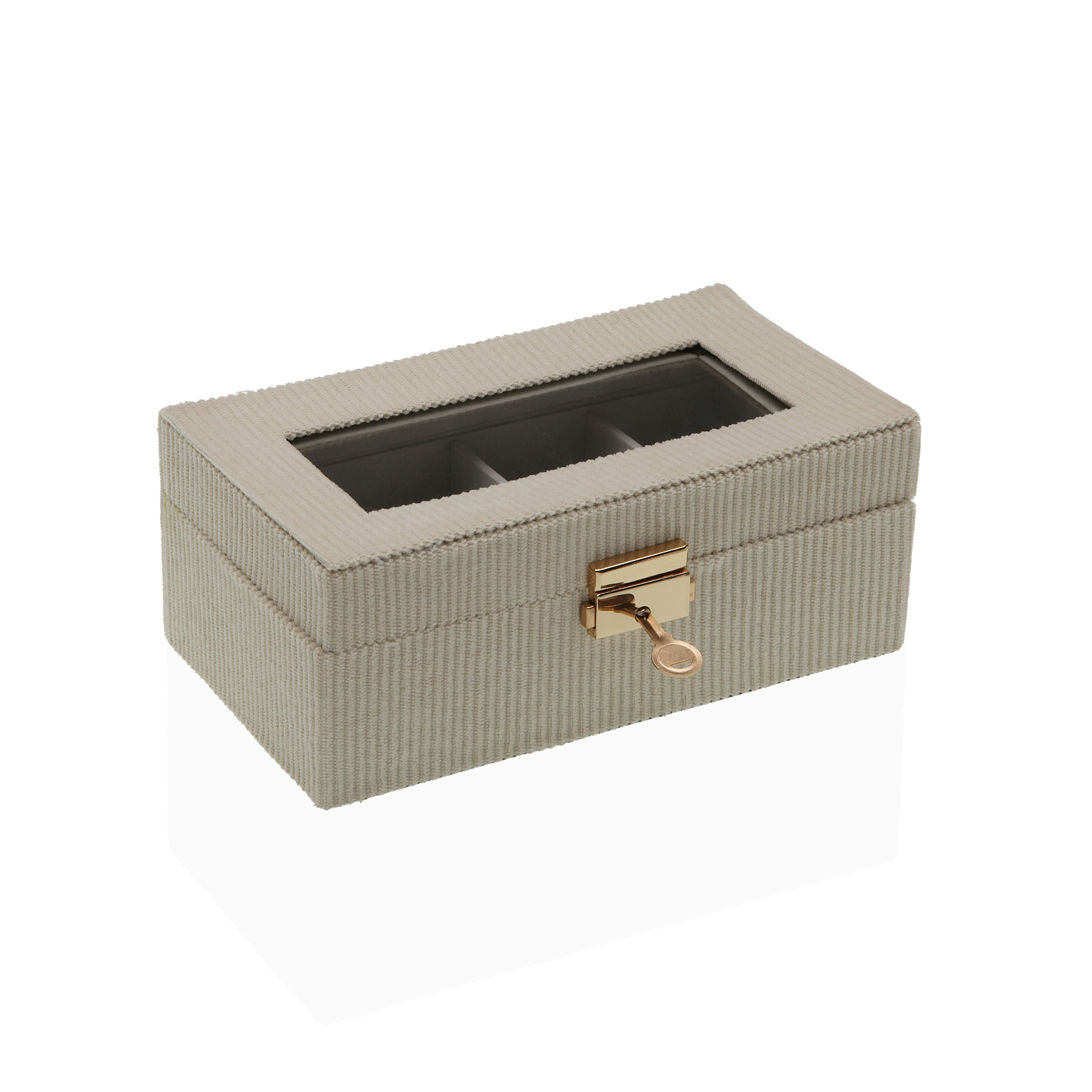 CAJA BEIGE PARA 4 RELOJES 21X11.5X8CM 2