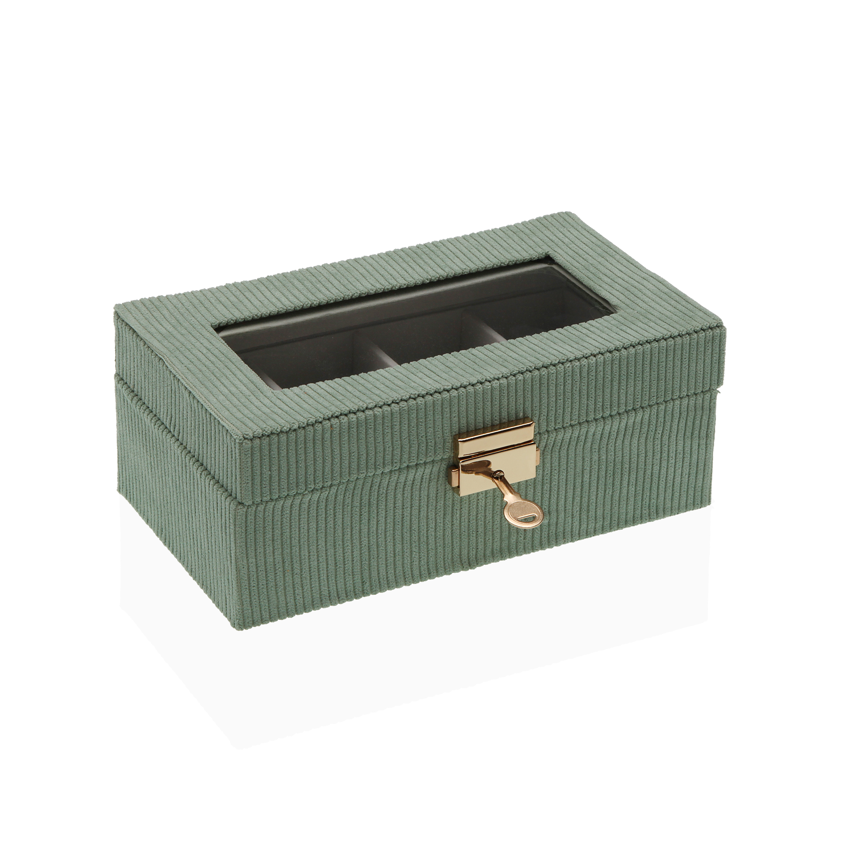 CAJA VERDE PARA 4 RELOJES 21X11.5X8CM 2