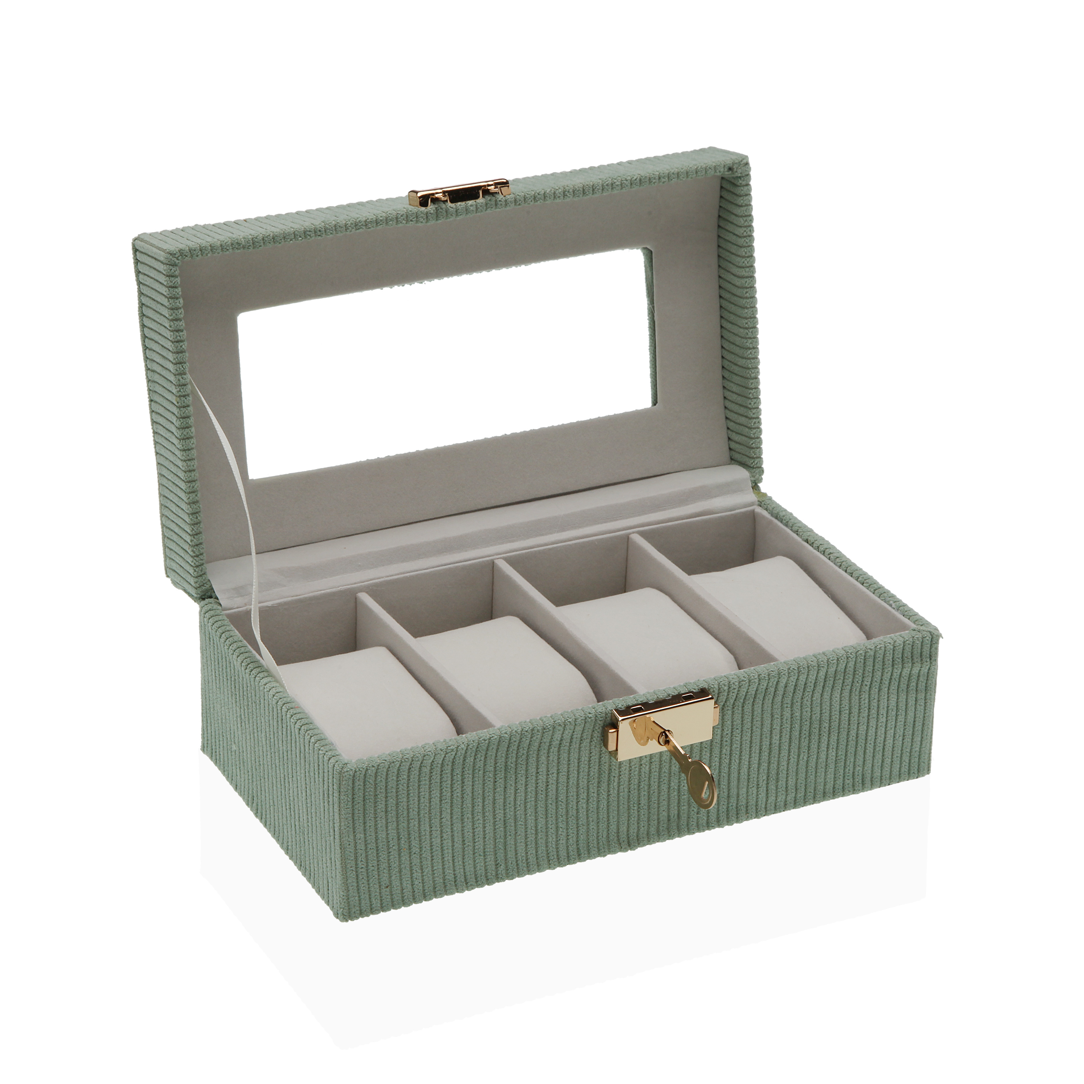 CAJA VERDE PARA 4 RELOJES 21X11.5X8CM
