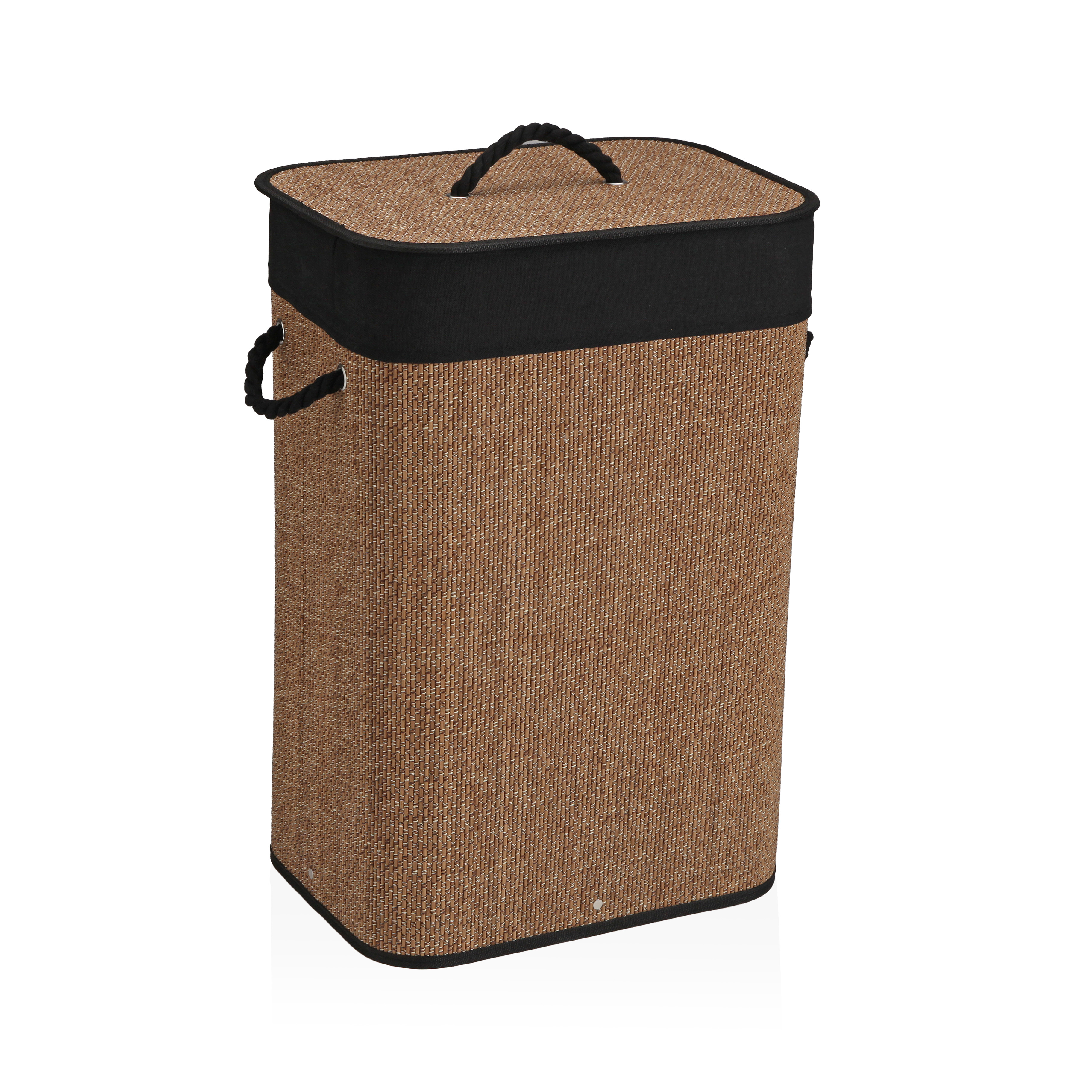 CESTO ROPA PLEGABLE RIBETE NEGRO 40X30X60CM 2