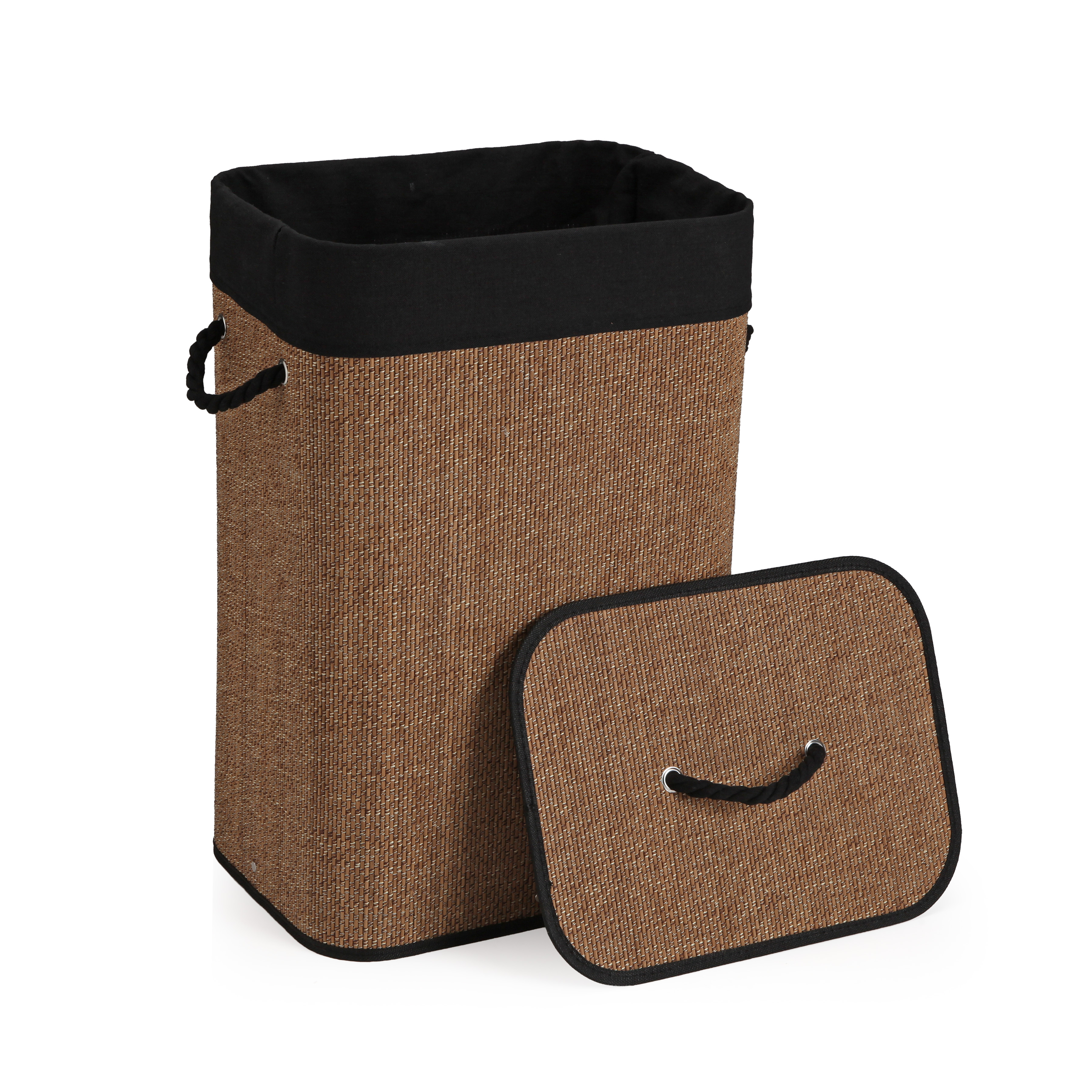 CESTO ROPA PLEGABLE RIBETE NEGRO 40X30X60CM 3