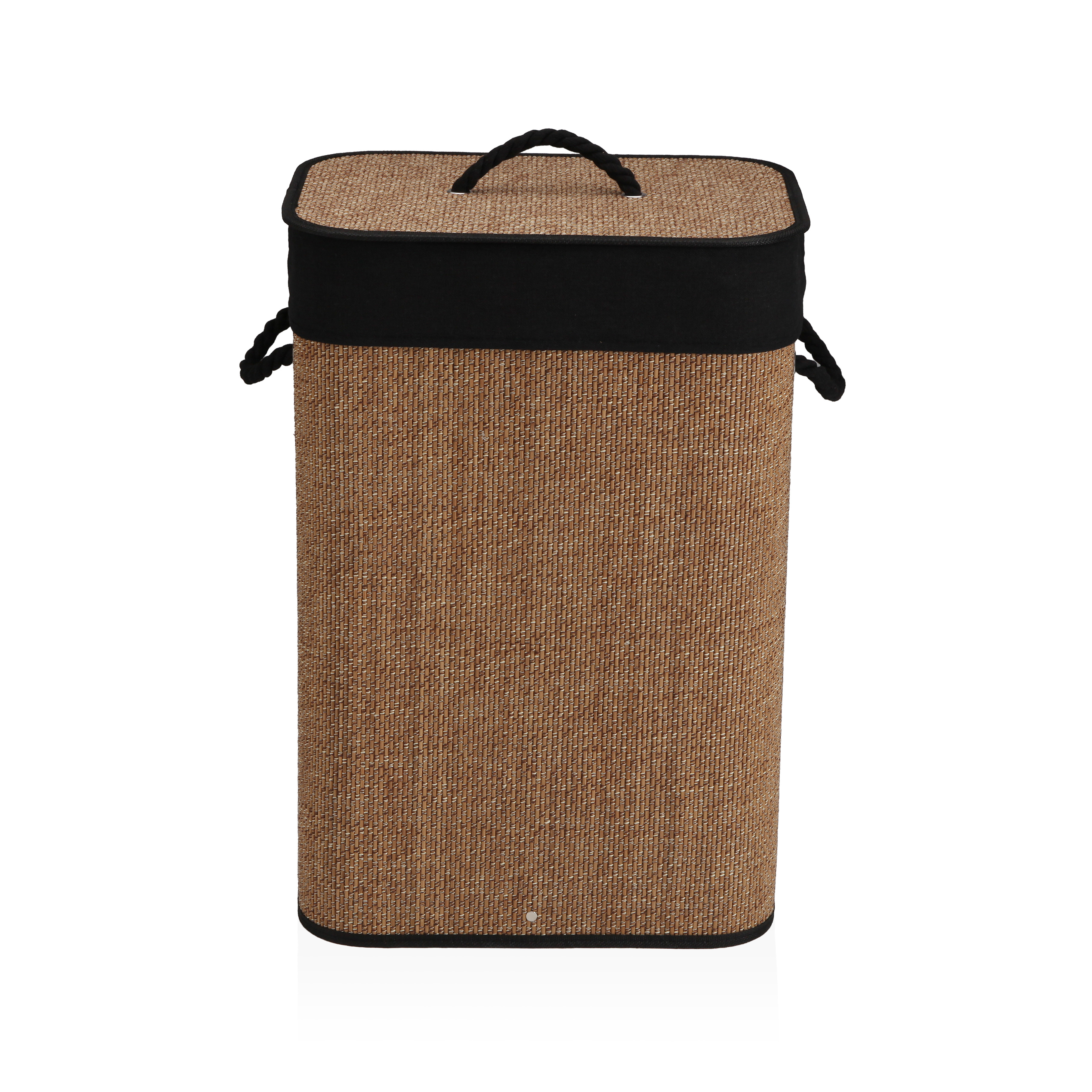 CESTO ROPA PLEGABLE RIBETE NEGRO 40X30X60CM