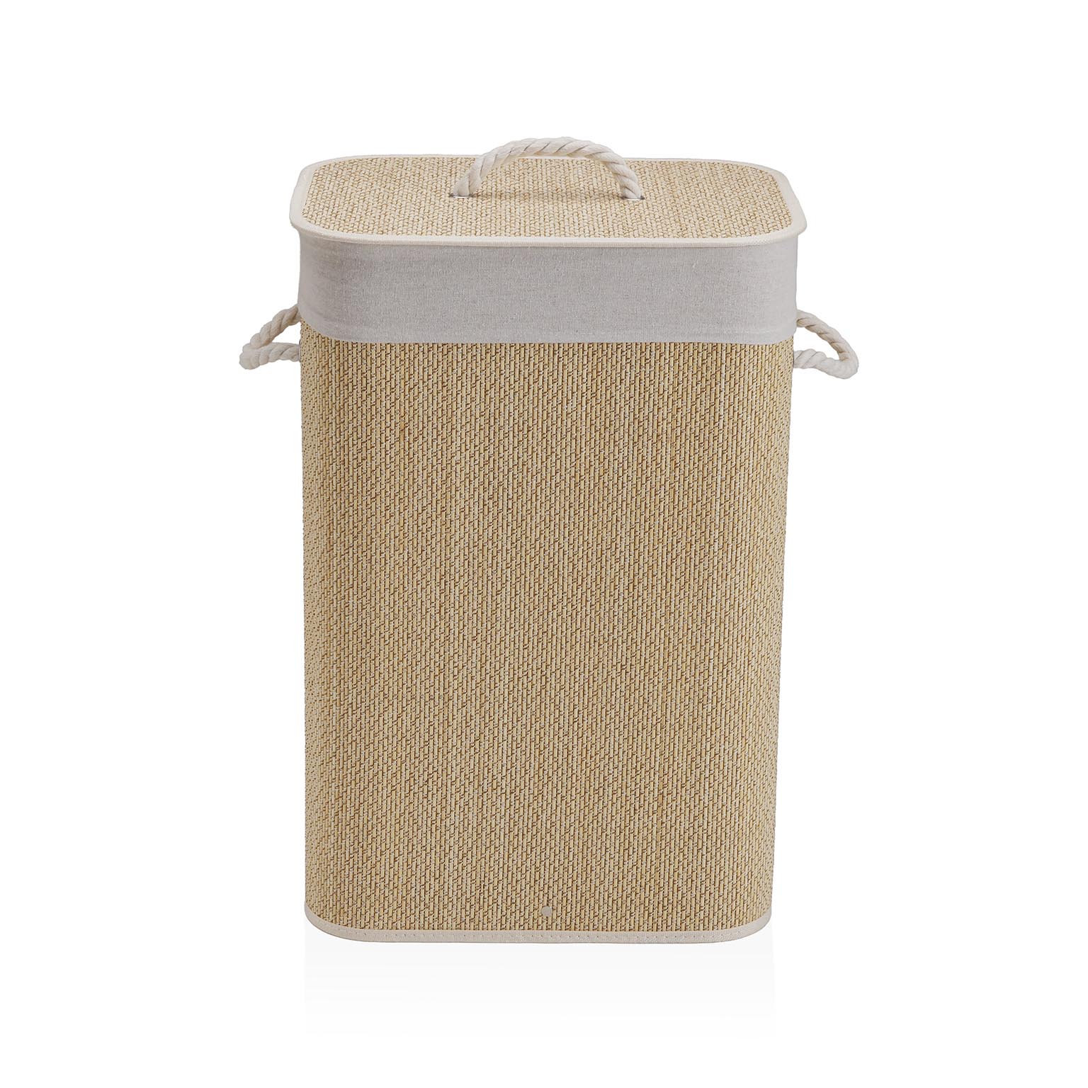 CESTO ROPA PLEGABLE RIBETE BLANCO 40X30X60CM