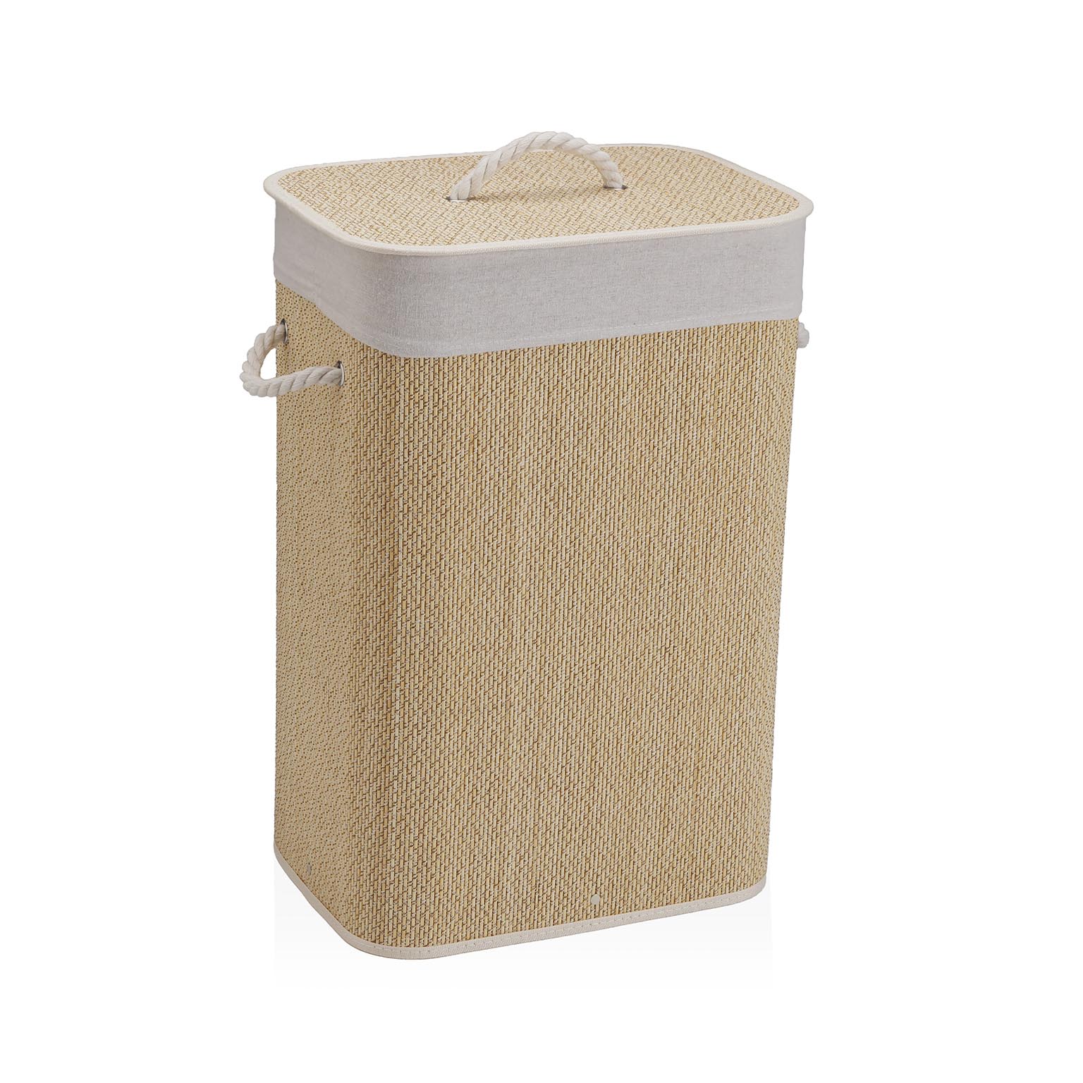 CESTO ROPA PLEGABLE RIBETE BLANCO 40X30X60CM 3