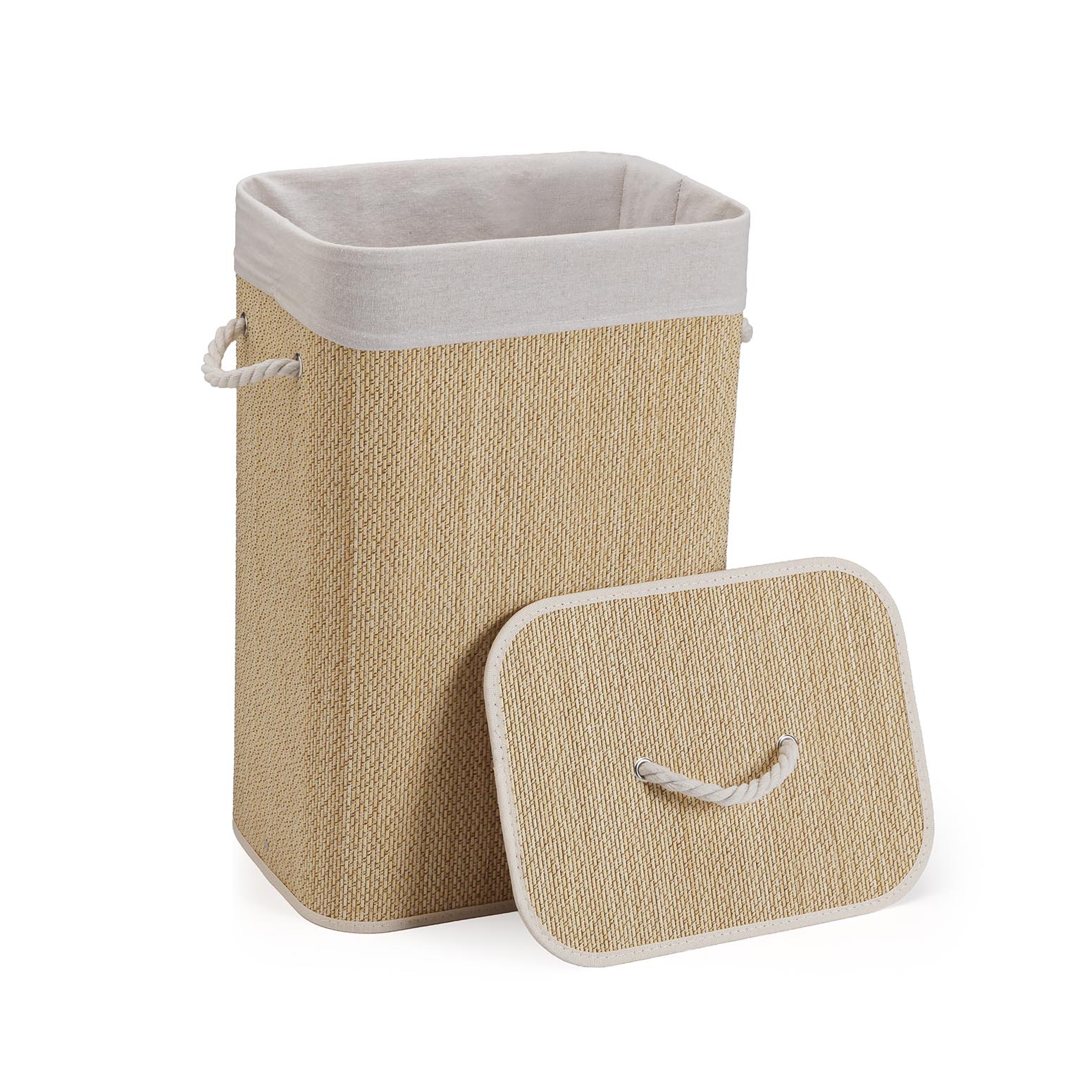 CESTO ROPA PLEGABLE RIBETE BLANCO 40X30X60CM 4