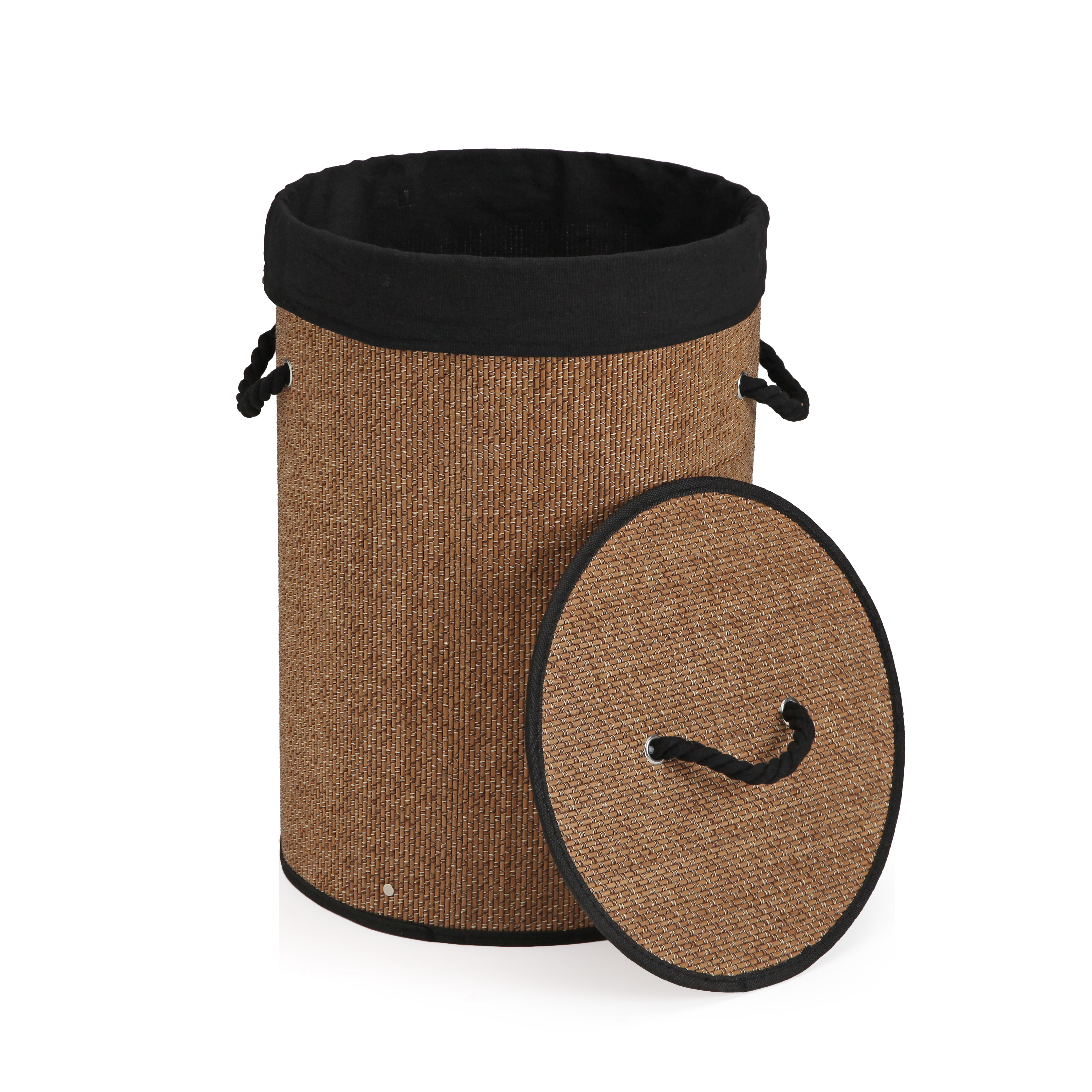 CESTO ROPA REDONDO PLEGABLE RIBETE NEGRO 35X50CM 2