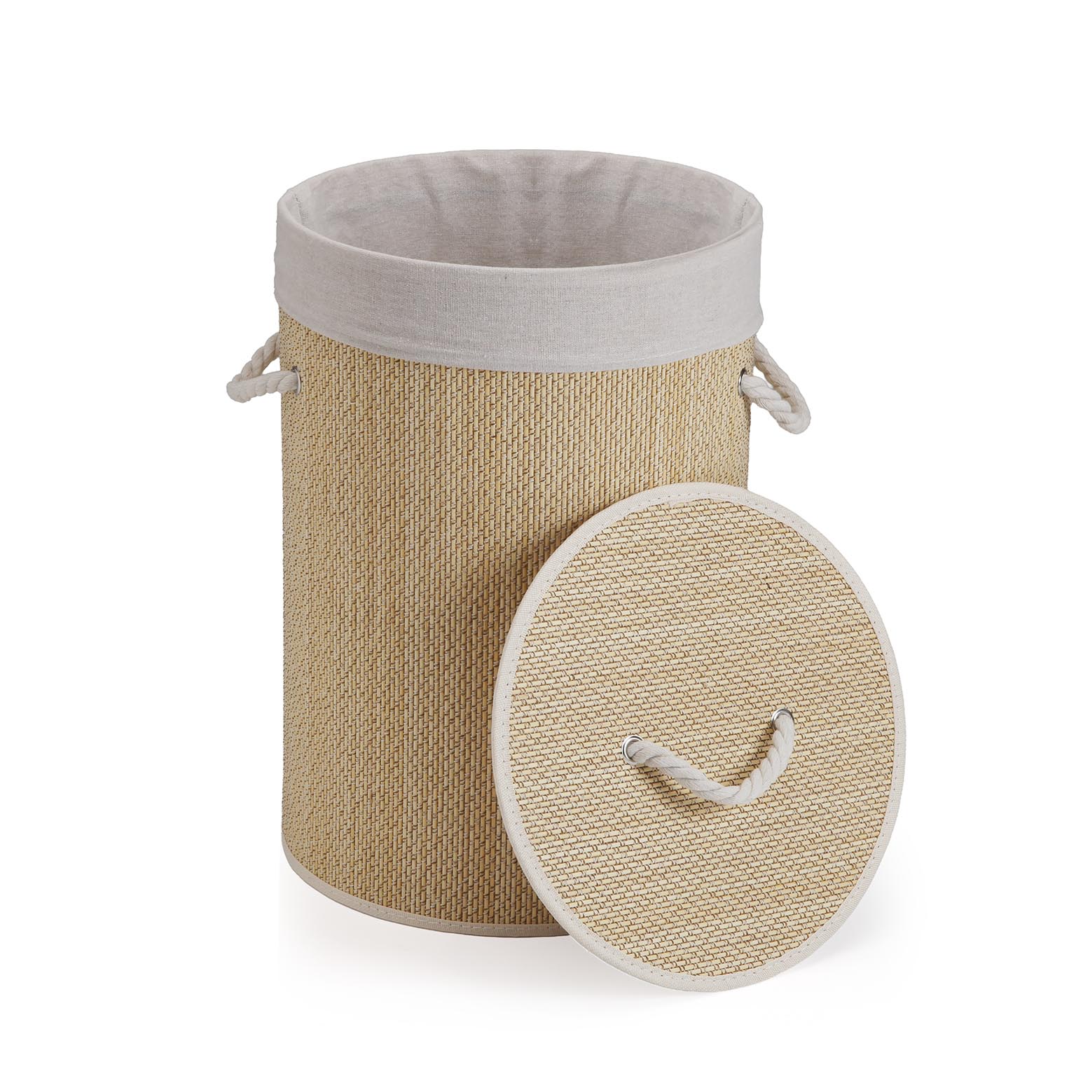 CESTO ROPA REDONDO PLEGABLE RIBETE BLANCO 35X50CM 2