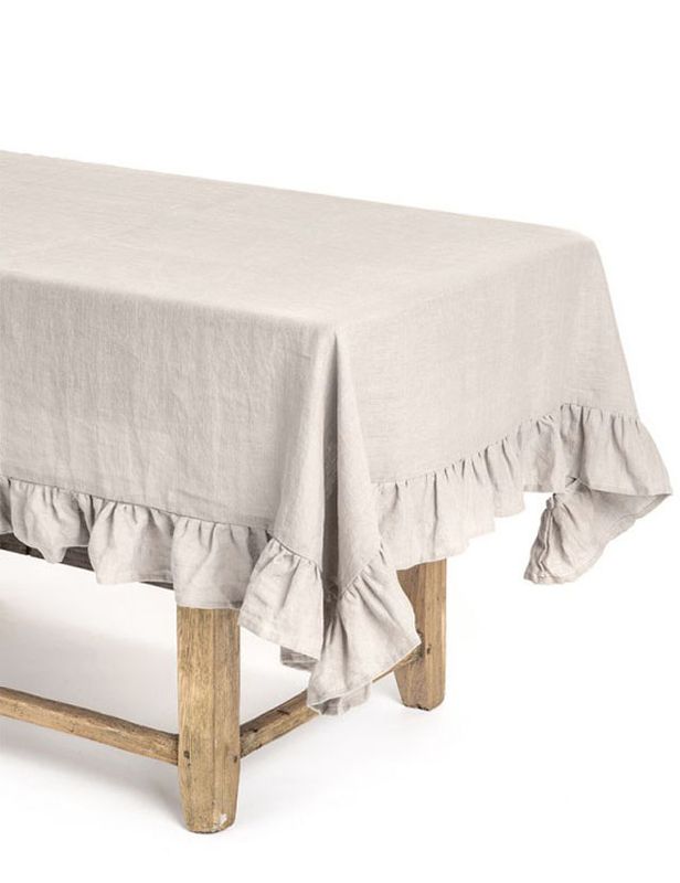 MANTEL 145X200CM VOLANTES NATURAL