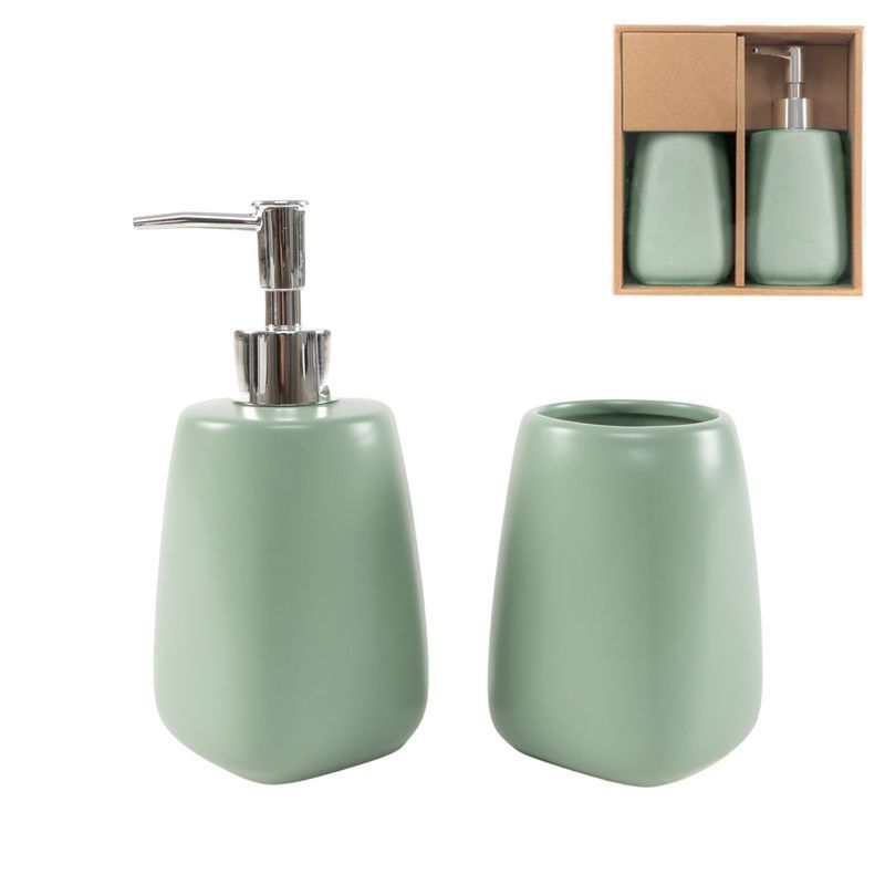 JUEGO DE BAÃ Â O 2 PIEZAS VERDE AGUA 18X20X6