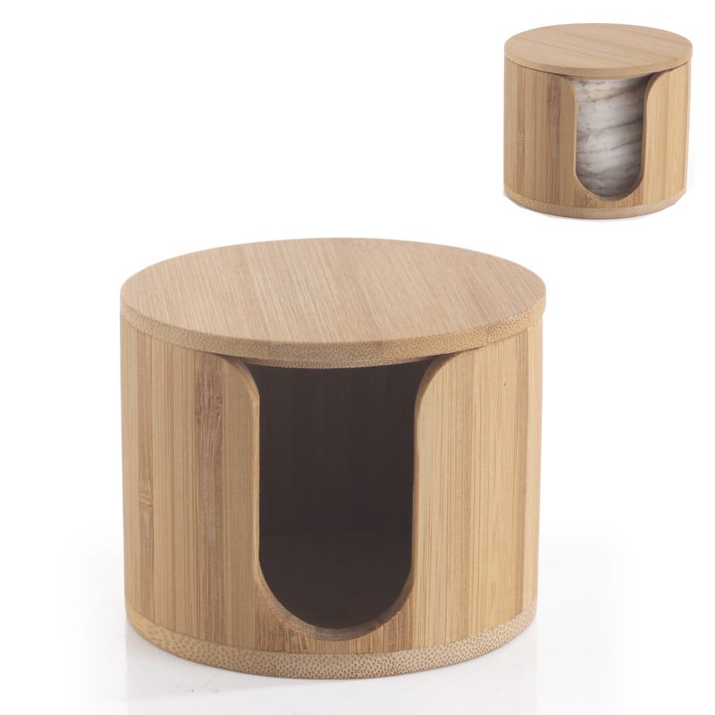 BOTE ALGODONES DESMAQUILLANTES BAMBU 9X9X7CM