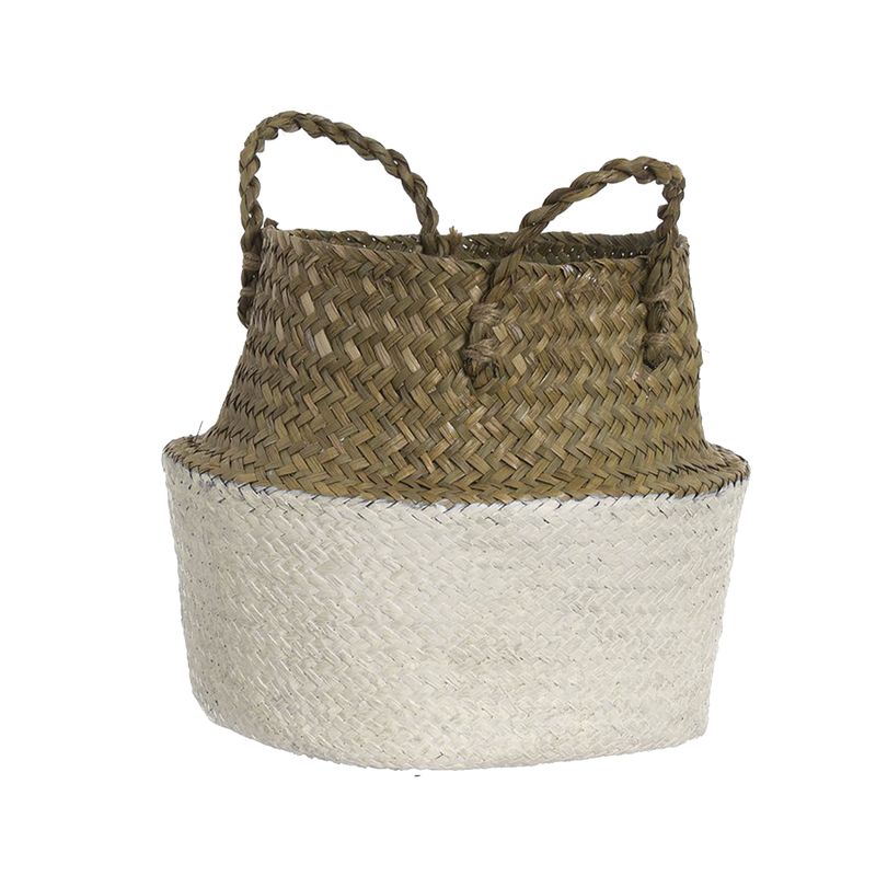 CESTO REDONDO CON ASA M BLANCO 28X28X24CM