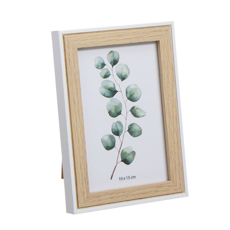 PORTAFOTOS 10X15 BICOLOR MADERA/BLANCO 17.4X1.8X12