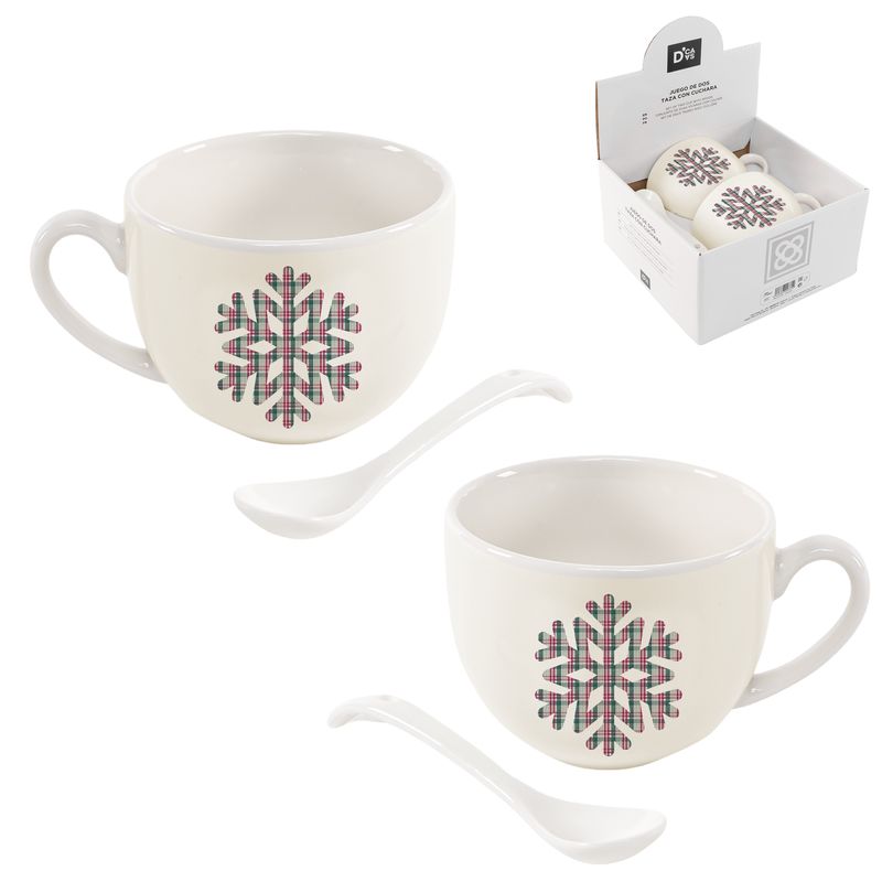 JUEGO DE 2 TAZAS 265ML CON CUCHARA CLASSIC CHRIS