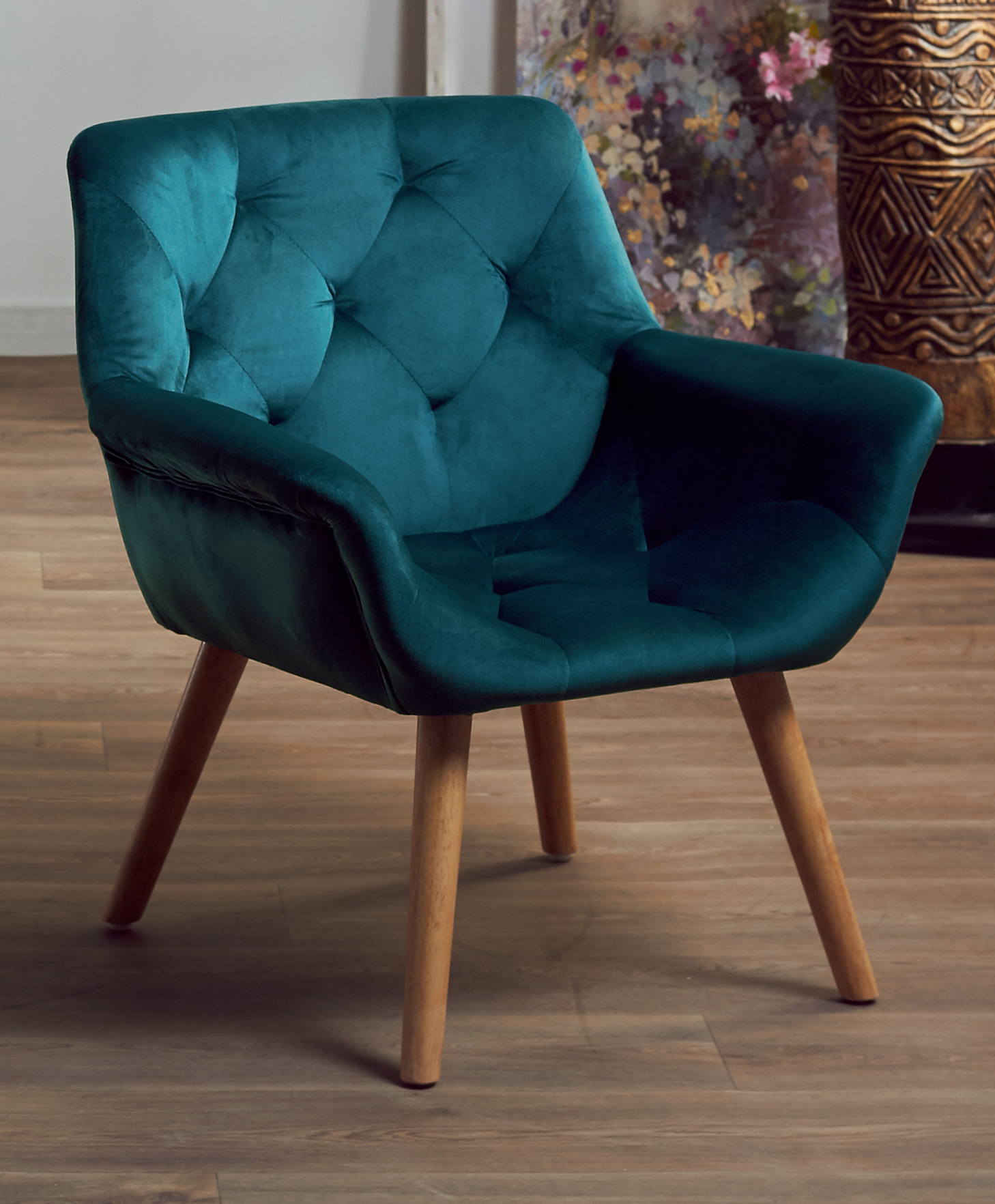 SILLON SAOUL TERCIOPELO AZUL 68x66x74CM