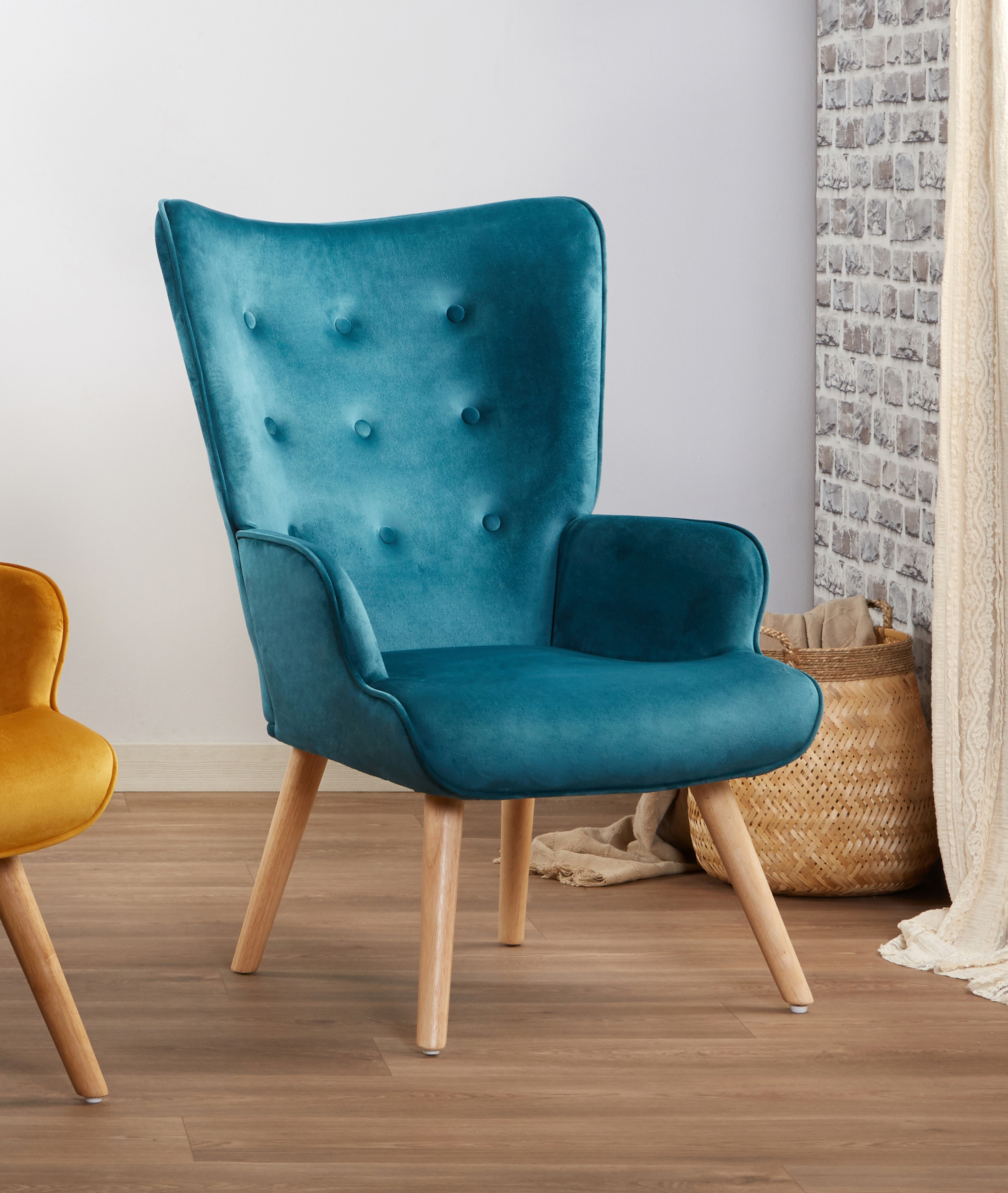 SILLON TELMA TERCIOPELO AZUL 66x74x93cm
