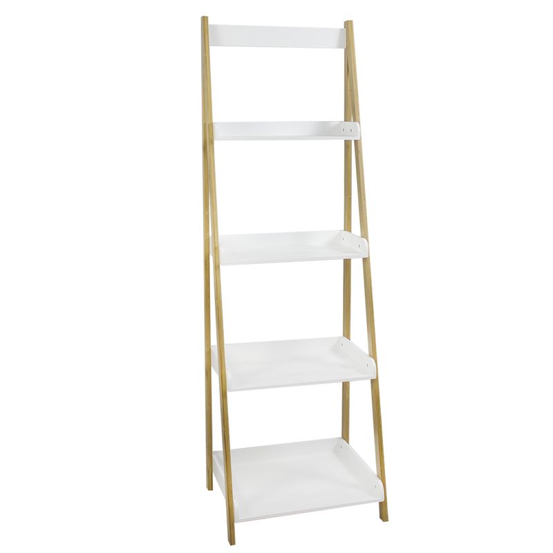 ESTANTERÃ Â A 4 ESTANTES BAMBU BLANCA 45X35X140