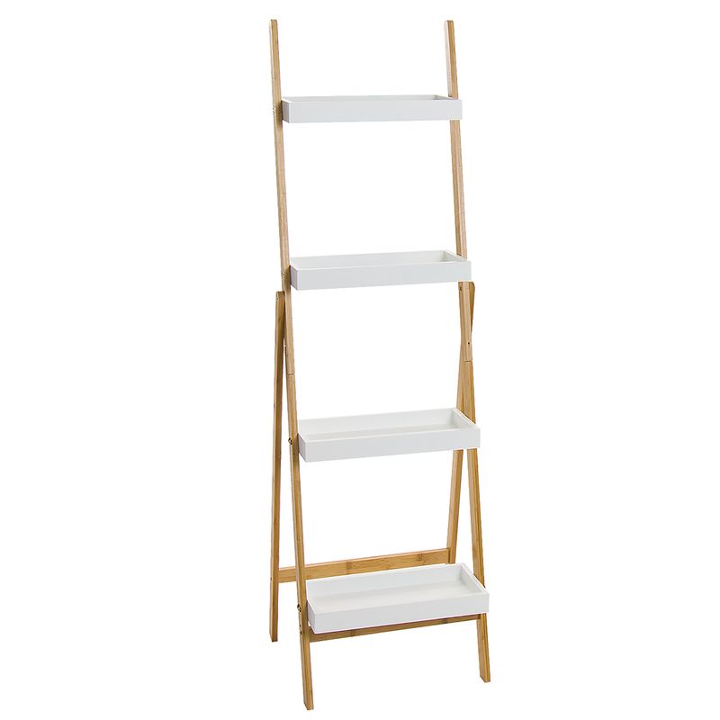 ESTANTERÃ Â A 4 ESTANTES BAMBU BLANCA 45X35X145