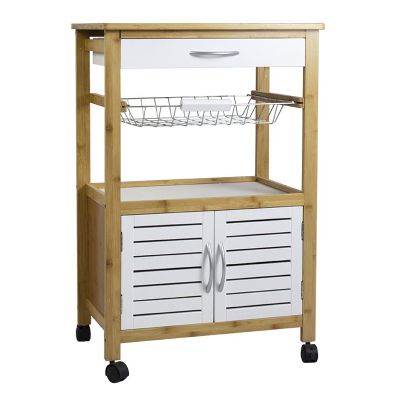 CARRO AUXILIAR COCINA BAMBU BLANCO 56X36X84CM
