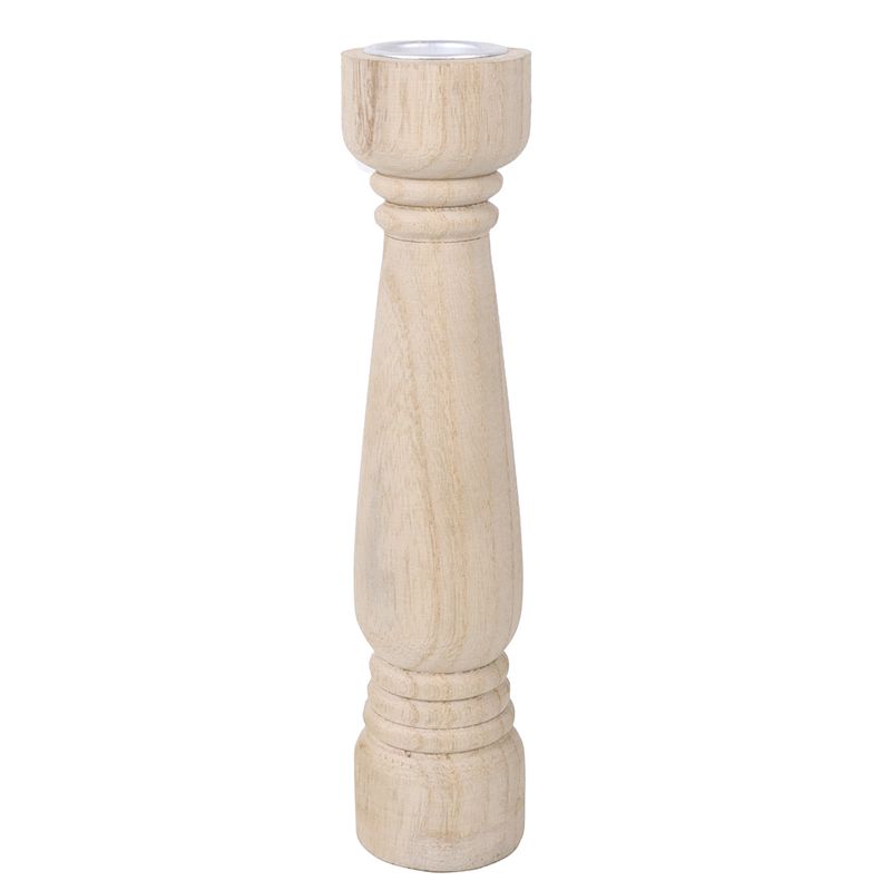 CANDELABRO MADERA L NATURAL 5.1x5.1x23cm