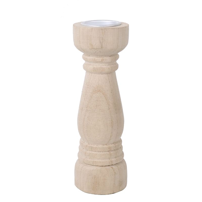 CANDELABRO MADERA M NATURAL 5.2X5.2X16.7CM
