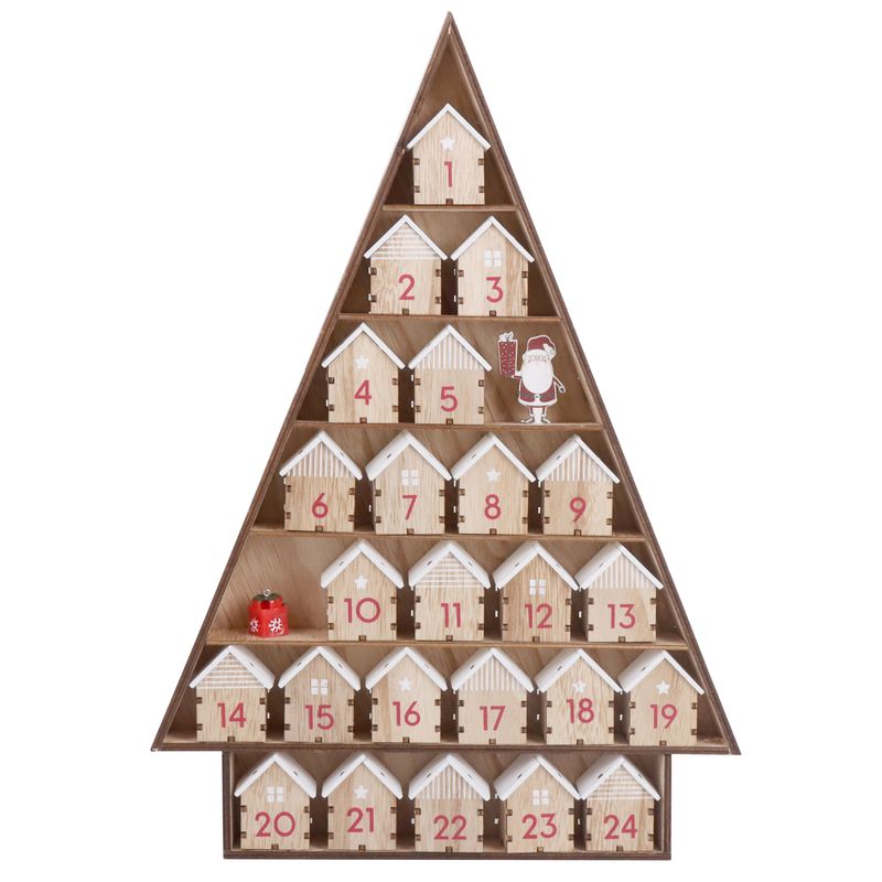 CALENDARIO DE ADVIENTO CASITAS MADERA 45X32X3.5CM